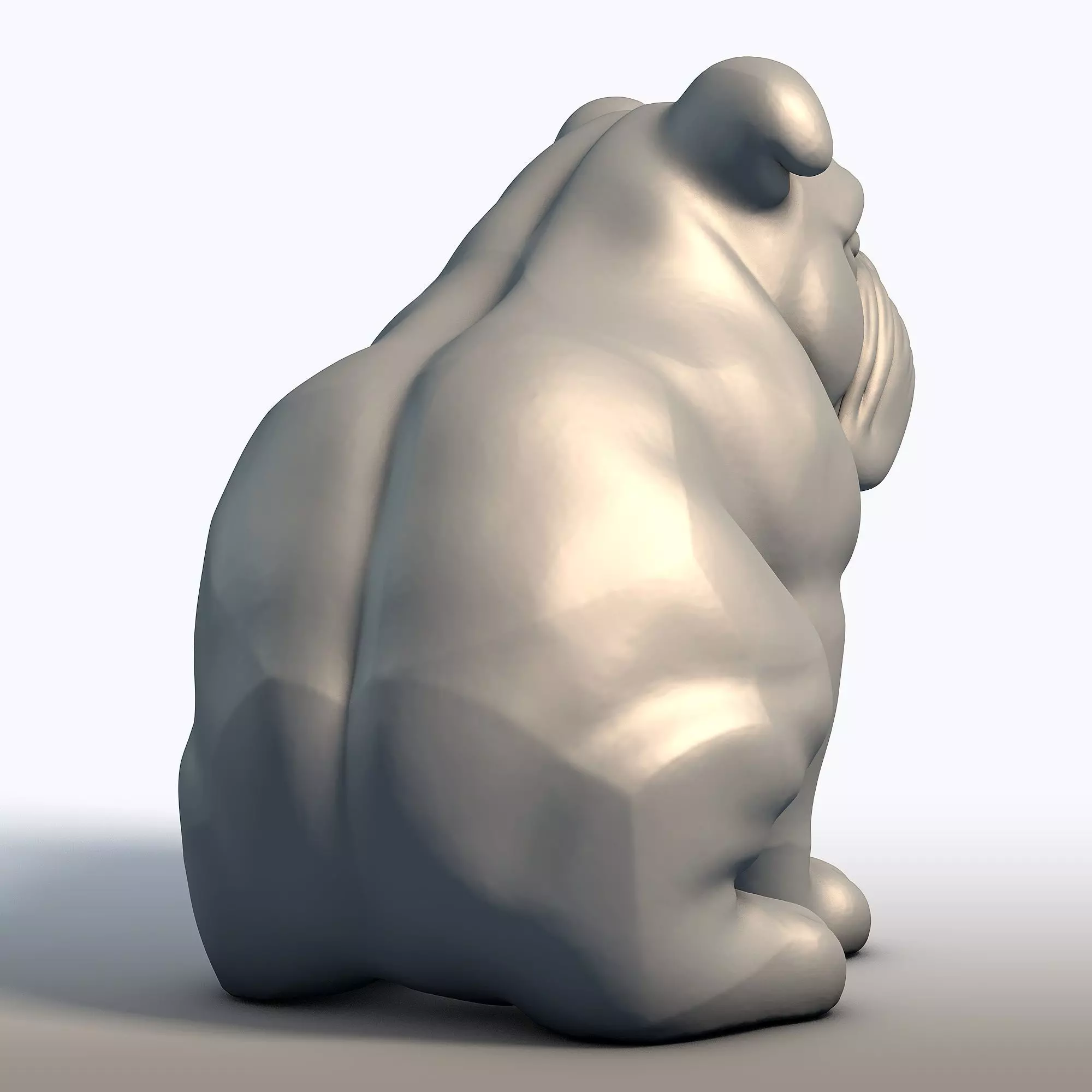 Bulldog Sculpture 3D model_3