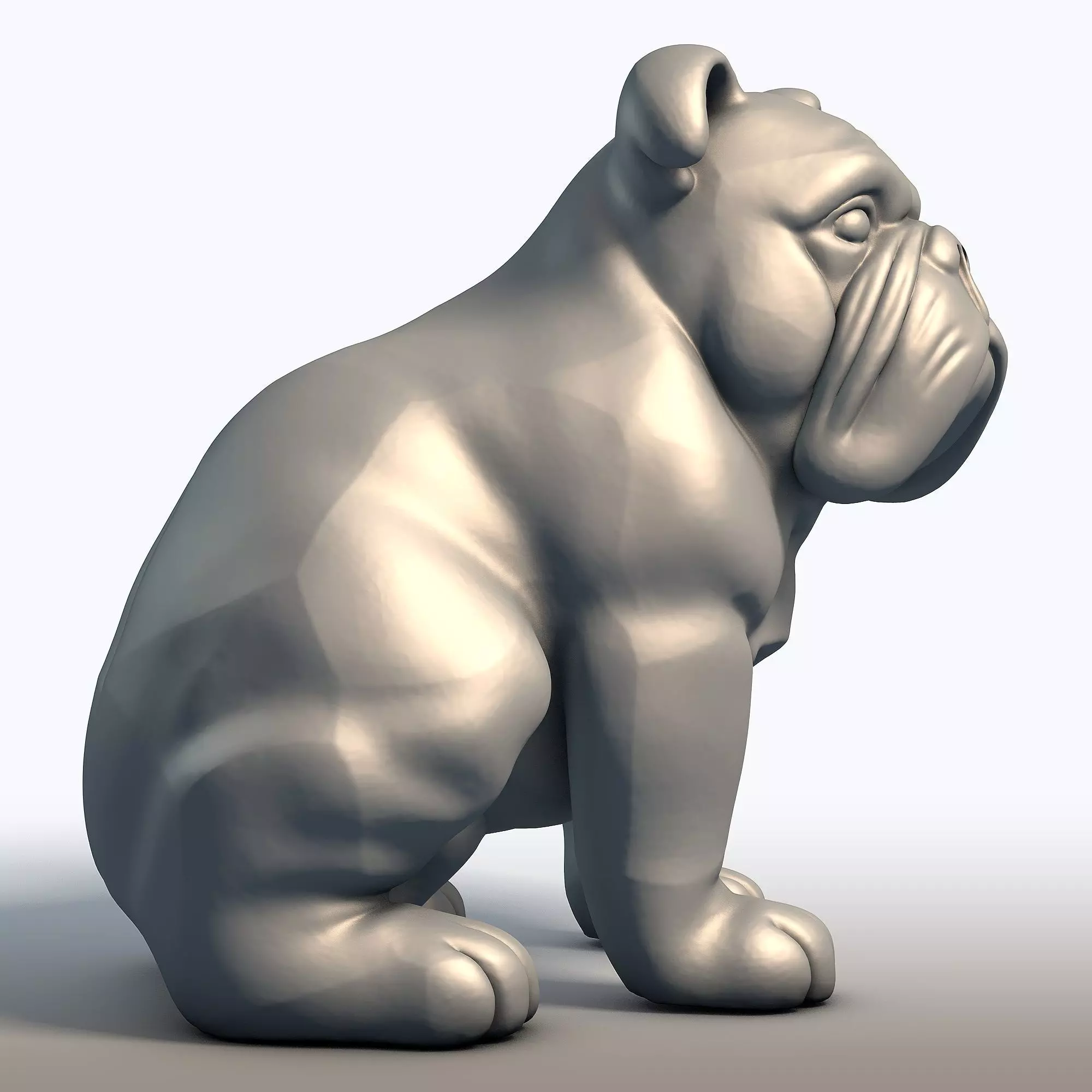 Bulldog Sculpture 3D model_2