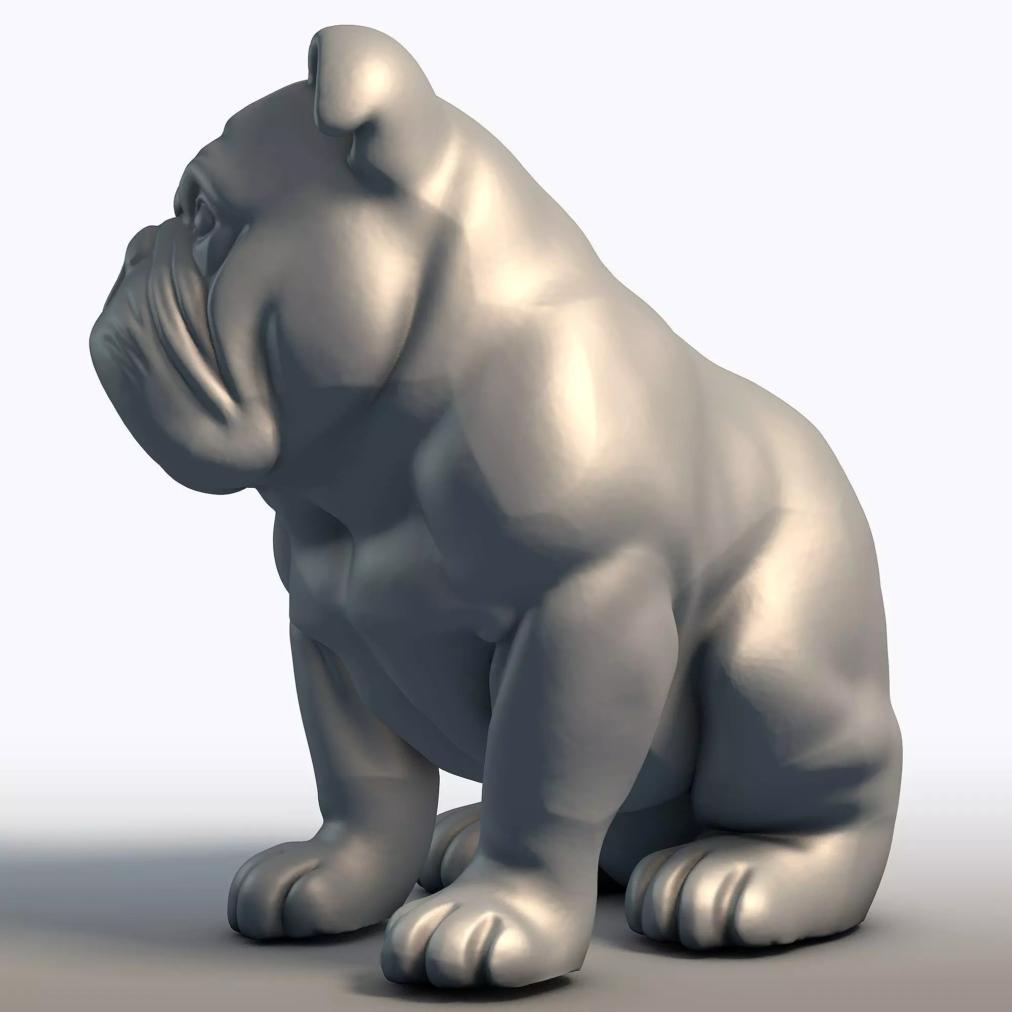 Bulldog Sculpture 3D model_6
