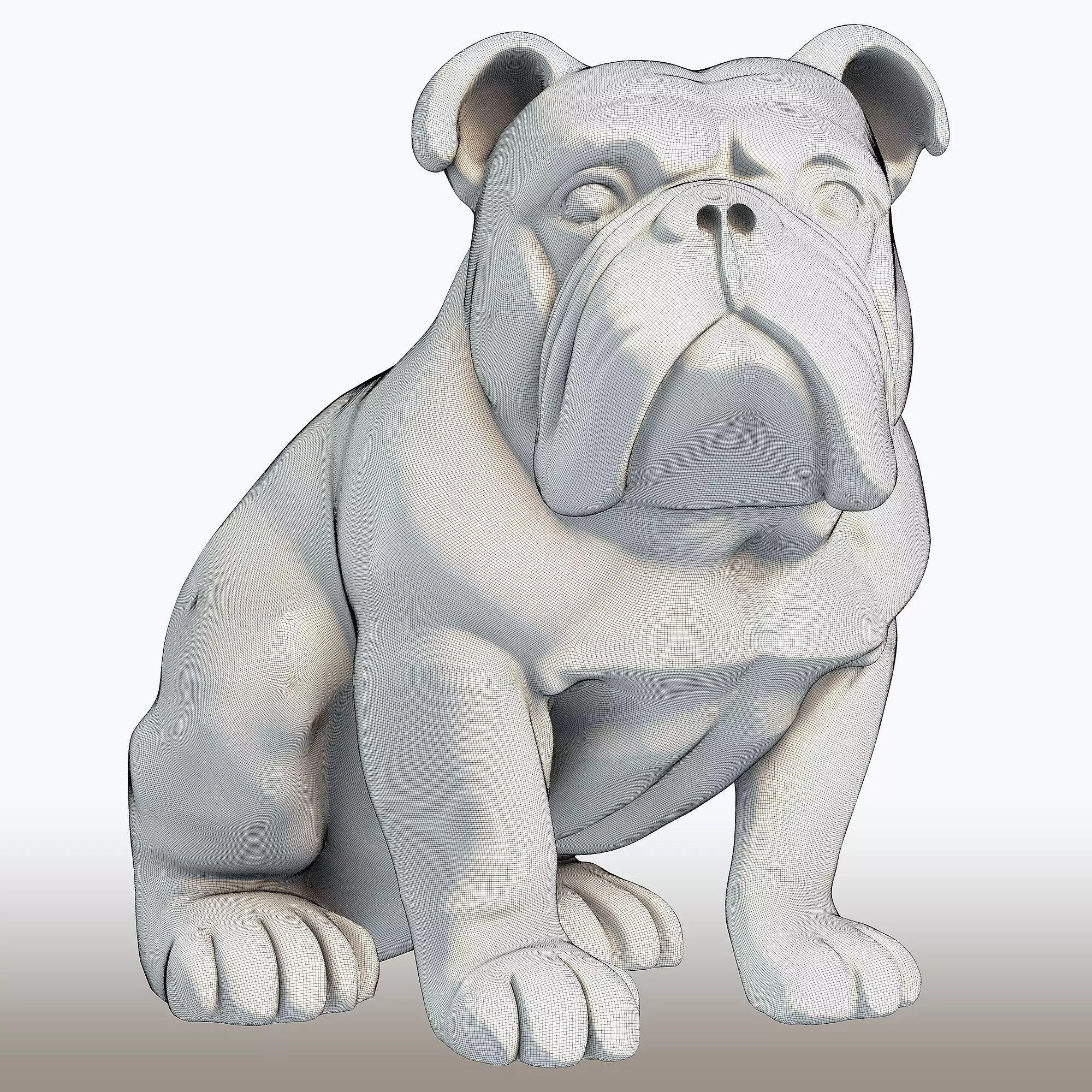 Bulldog Sculpture 3D model_8