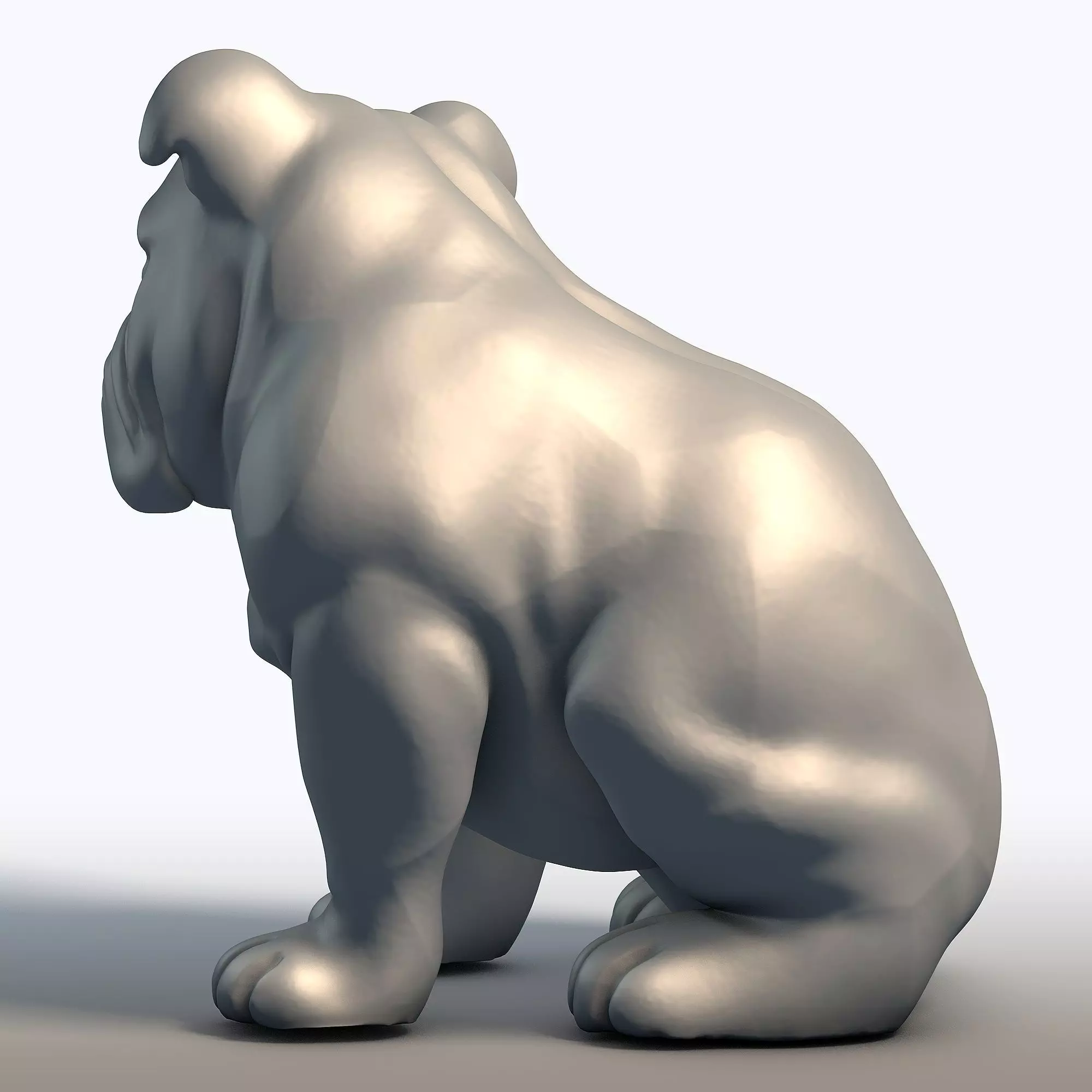 Bulldog Sculpture 3D model_5