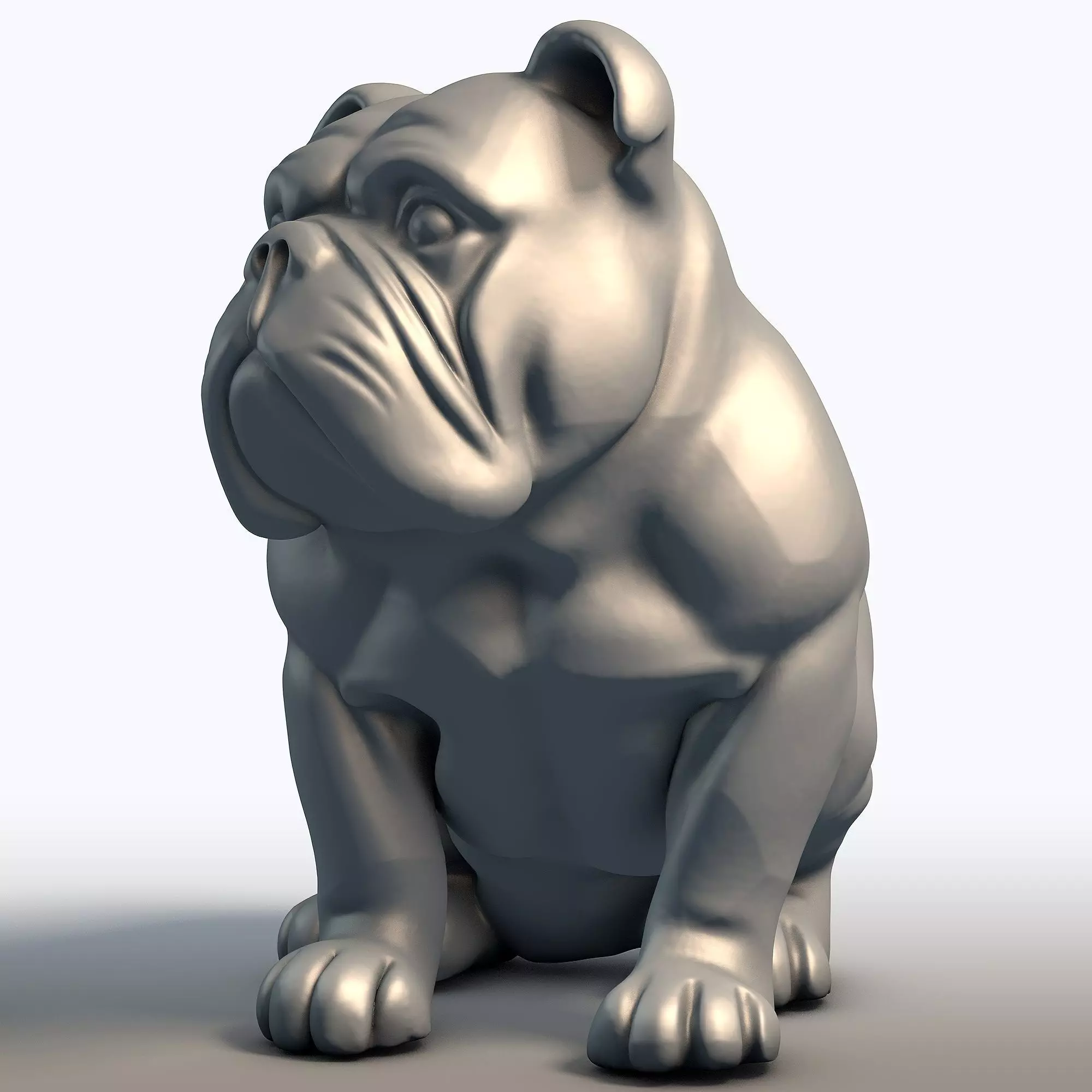 Bulldog Sculpture 3D model_7
