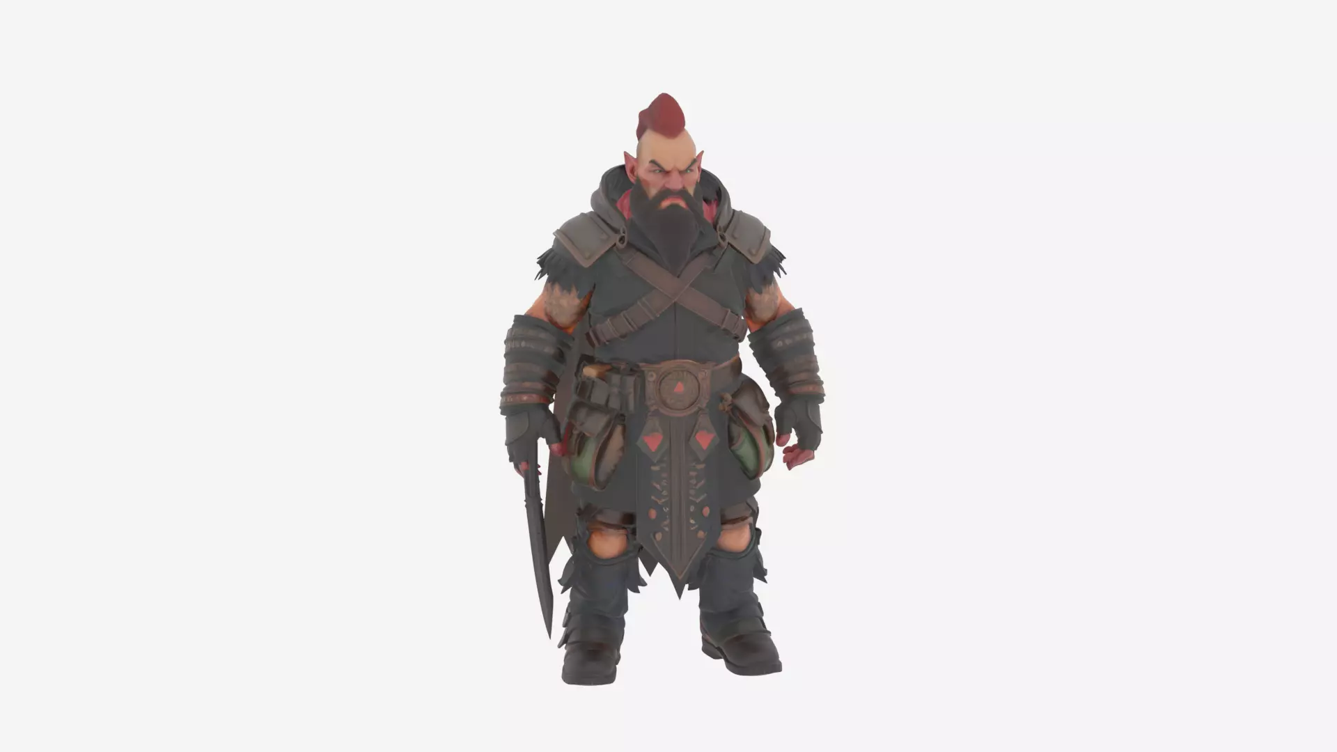 Highly Detailed Stealthy Burly Dwarf Rogue World of 3D Model 3D model_0