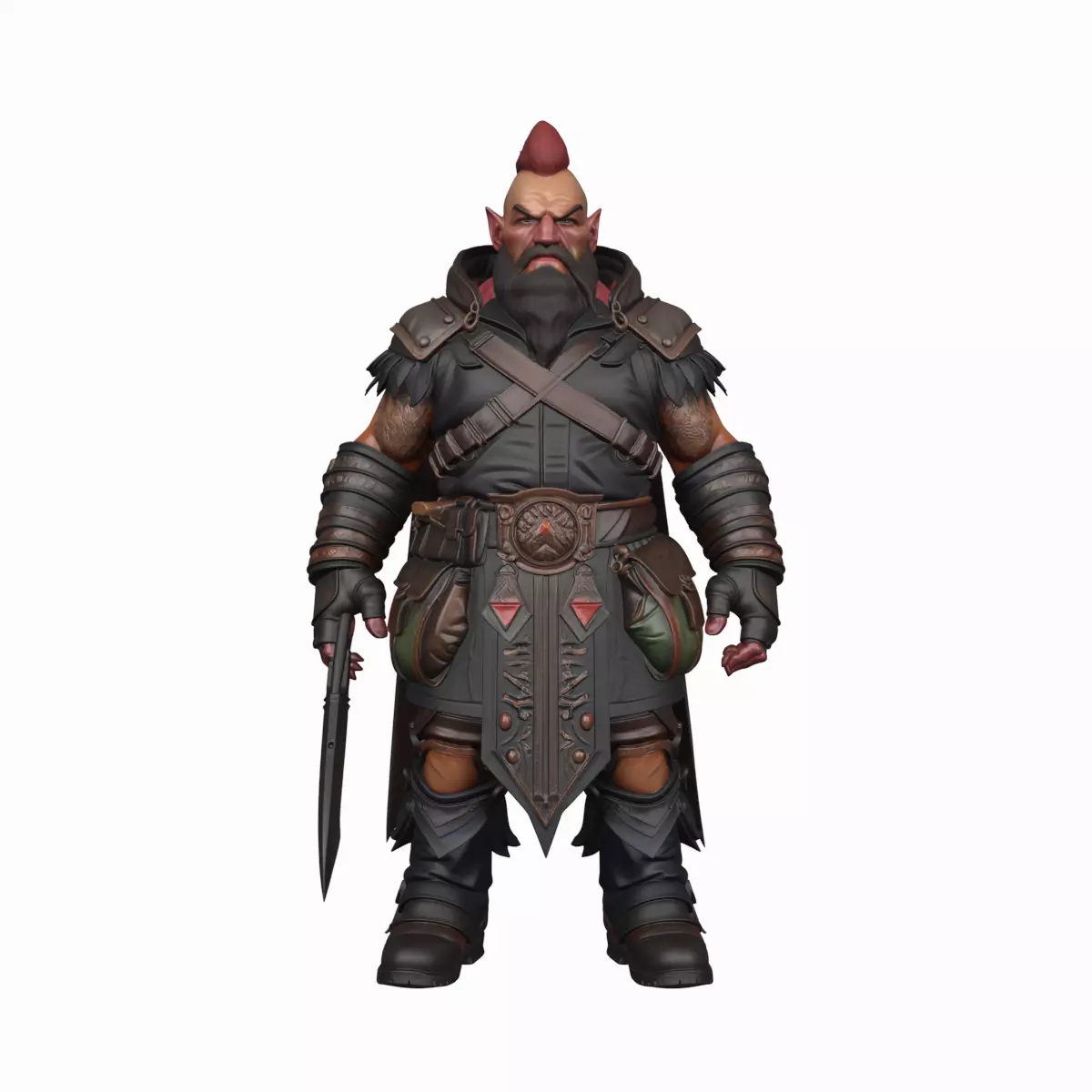 Highly Detailed Stealthy Burly Dwarf Rogue World of 3D Model 3D model_5