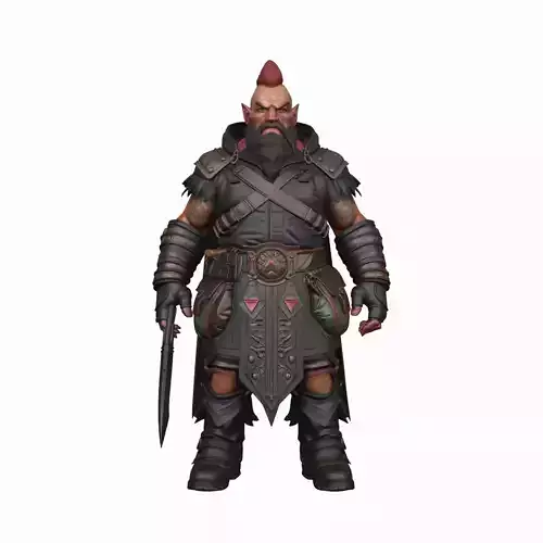 Highly Detailed Stealthy Burly Dwarf Rogue World of  3D Model