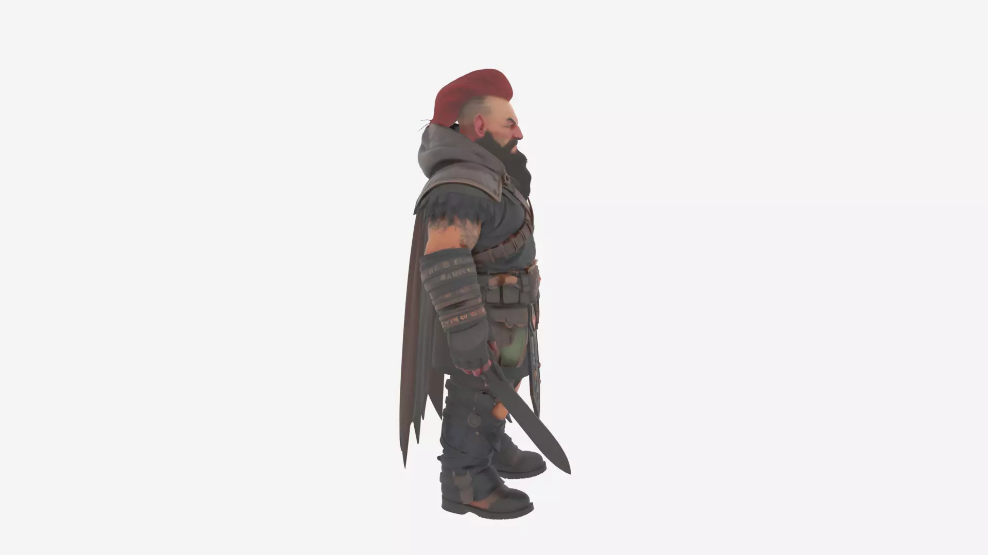 Highly Detailed Stealthy Burly Dwarf Rogue World of 3D Model 3D model_2