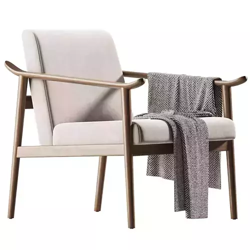 Black Teak and Leather Armchair