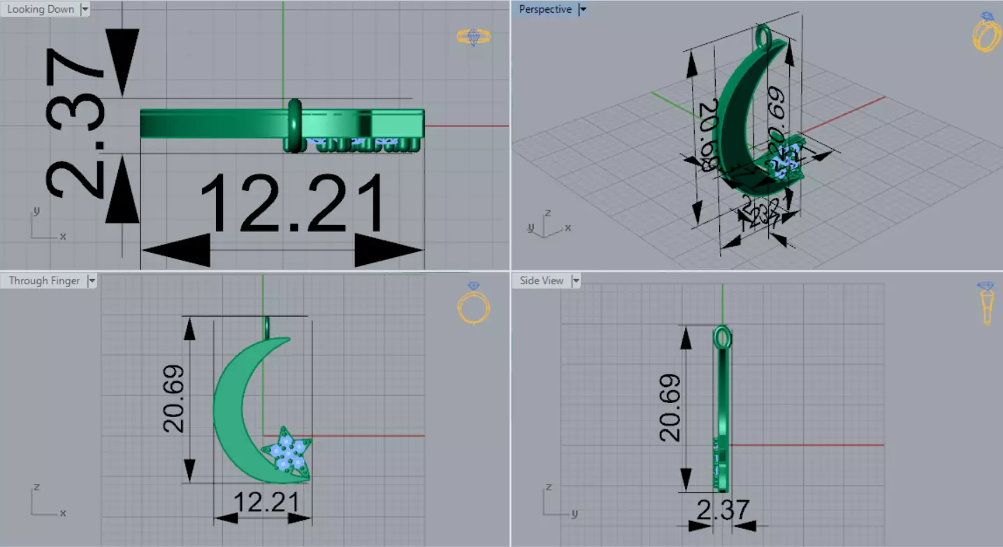 Moon and Night Sky Cosmic Glow STL Pendant Collection _19