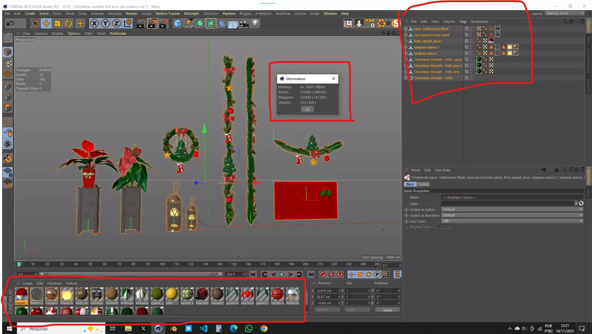 Christmas Wreaths Full Door Decoration 3D Model 3D model_17