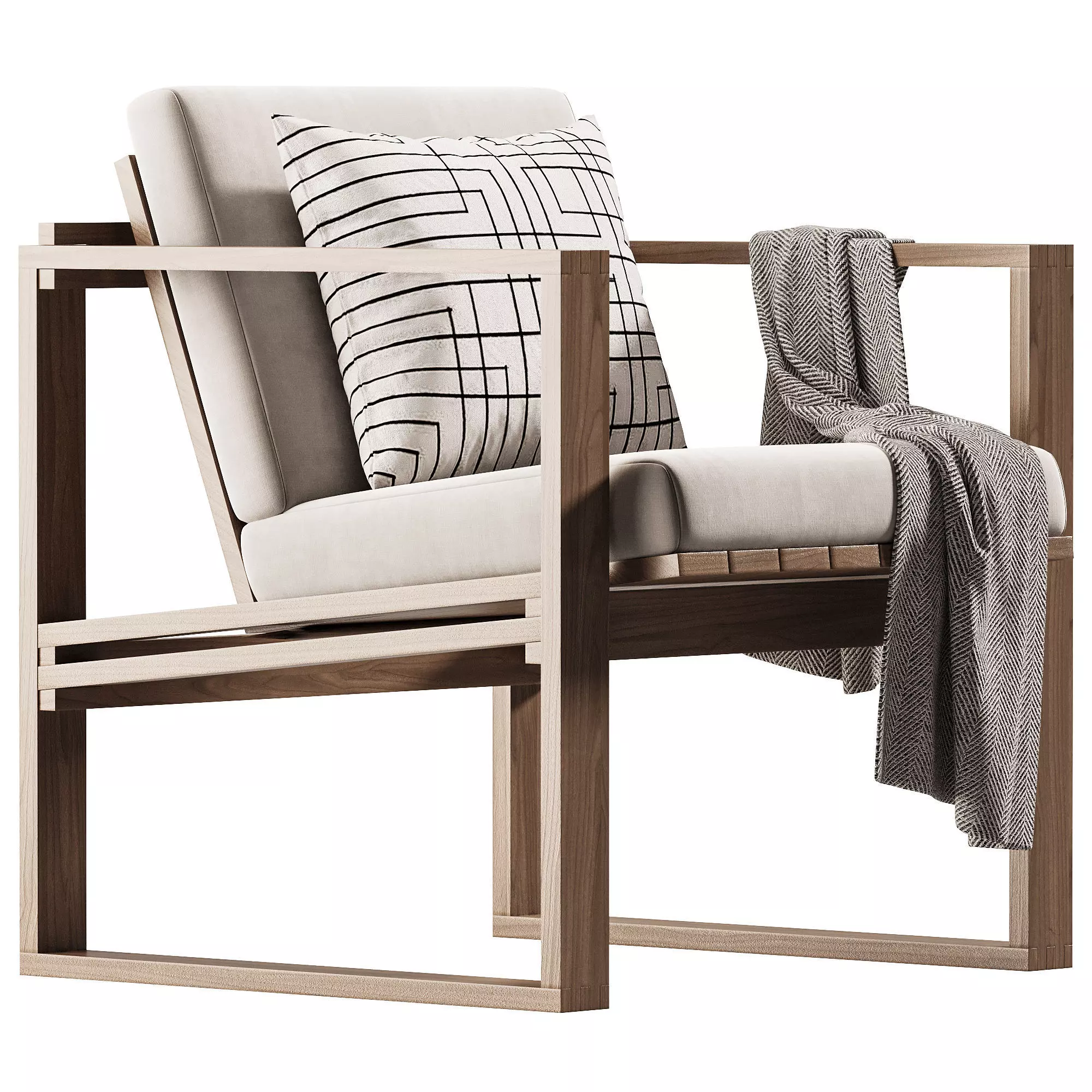 Carl Hansen BK11 Outdoor Lounge Chair Low-poly 3D model