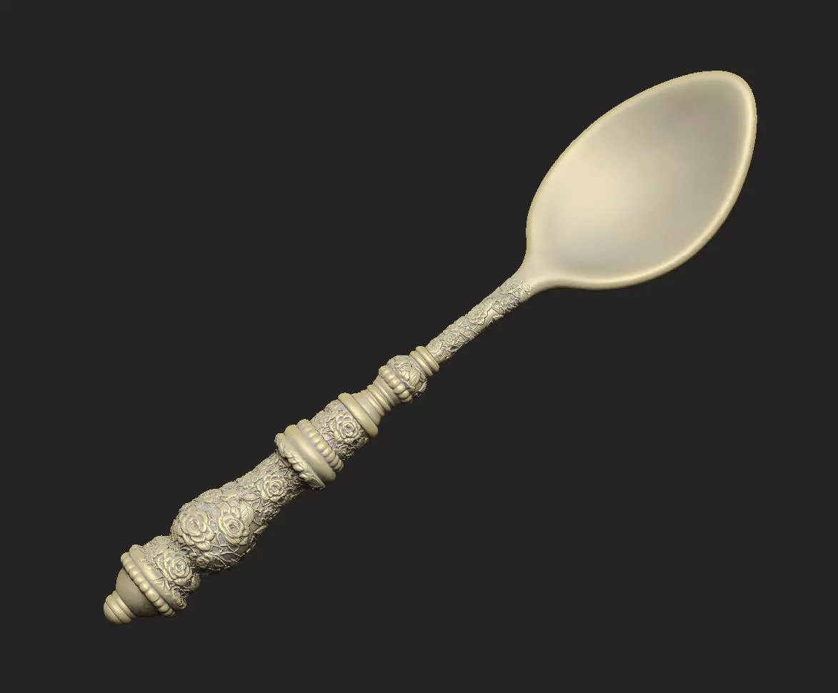 classic spoon gothic floral cnc decor art royal fork ornate old 3D print model_1