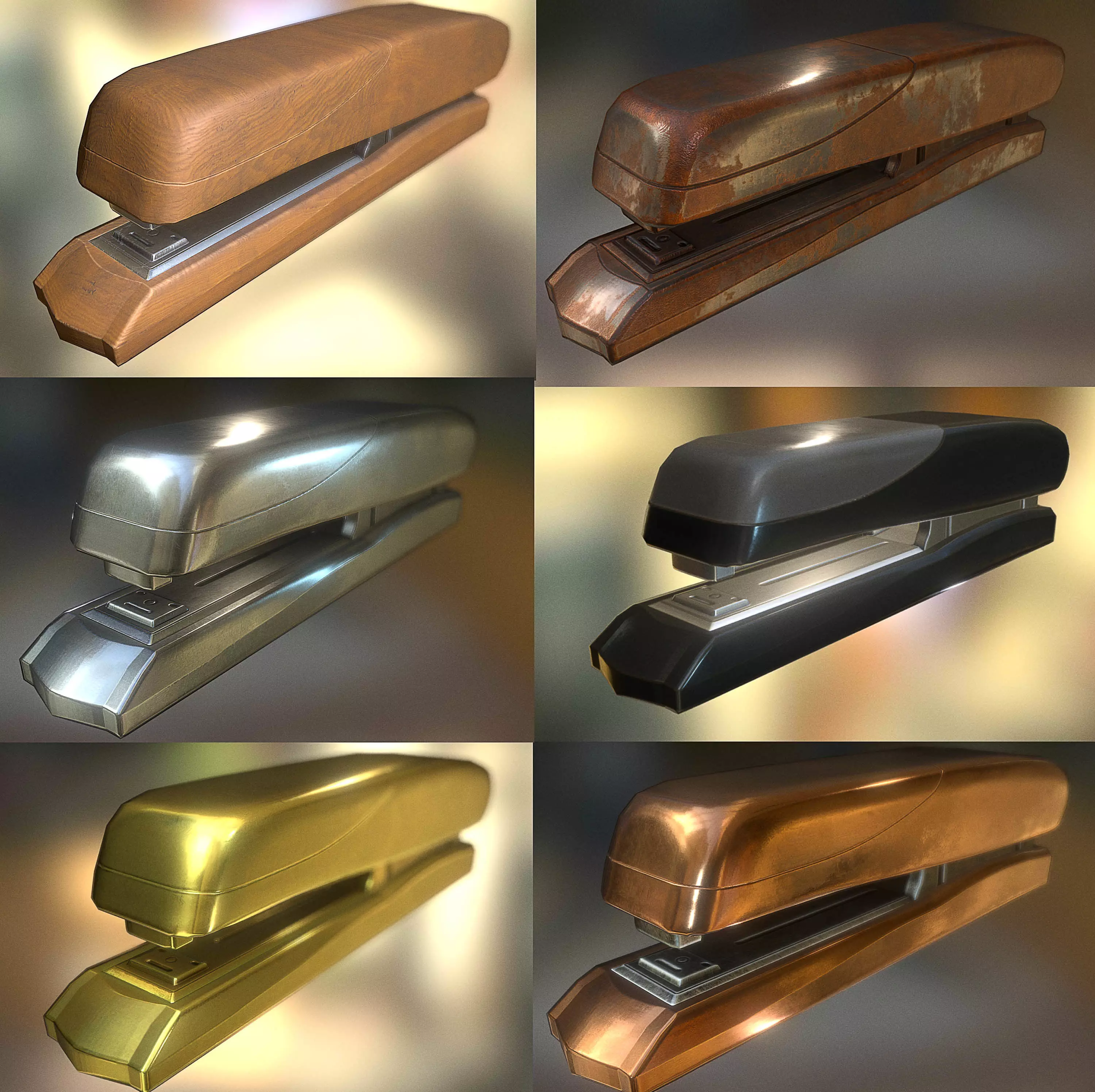 Stapler Pack Rigged And Animated Low-poly 3D model_0