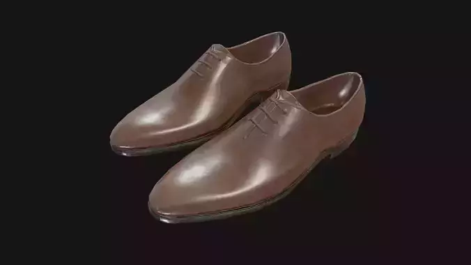 Brown Leather Oxford Shoes Game-Ready 3D Model 