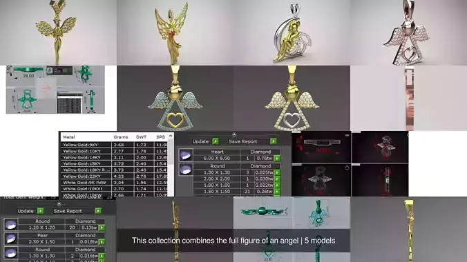 This collection combines the full figure of an angel