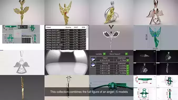 This collection combines the full figure of an angel