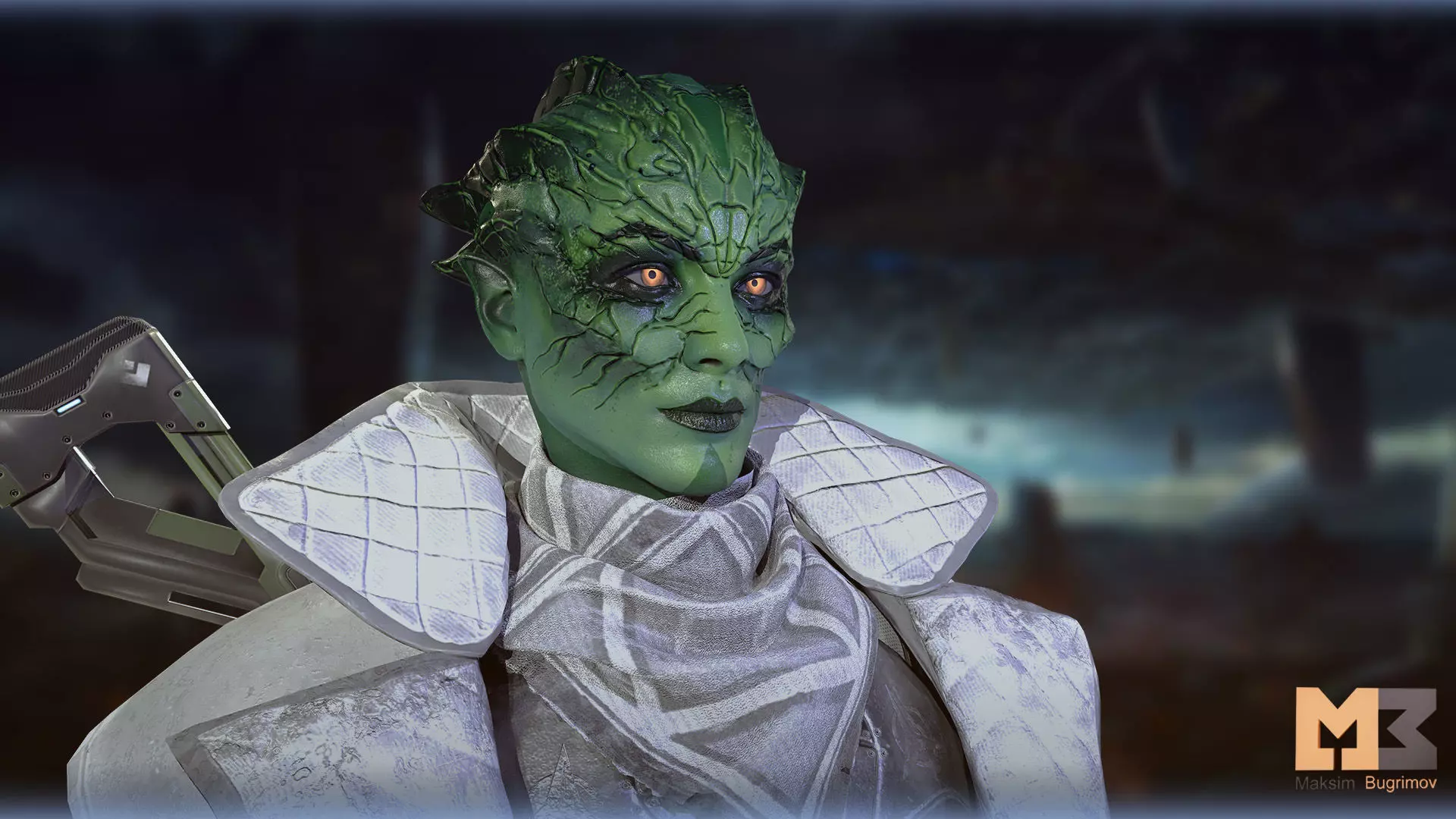 Alien Warrior 03 Low-poly 3D model_11