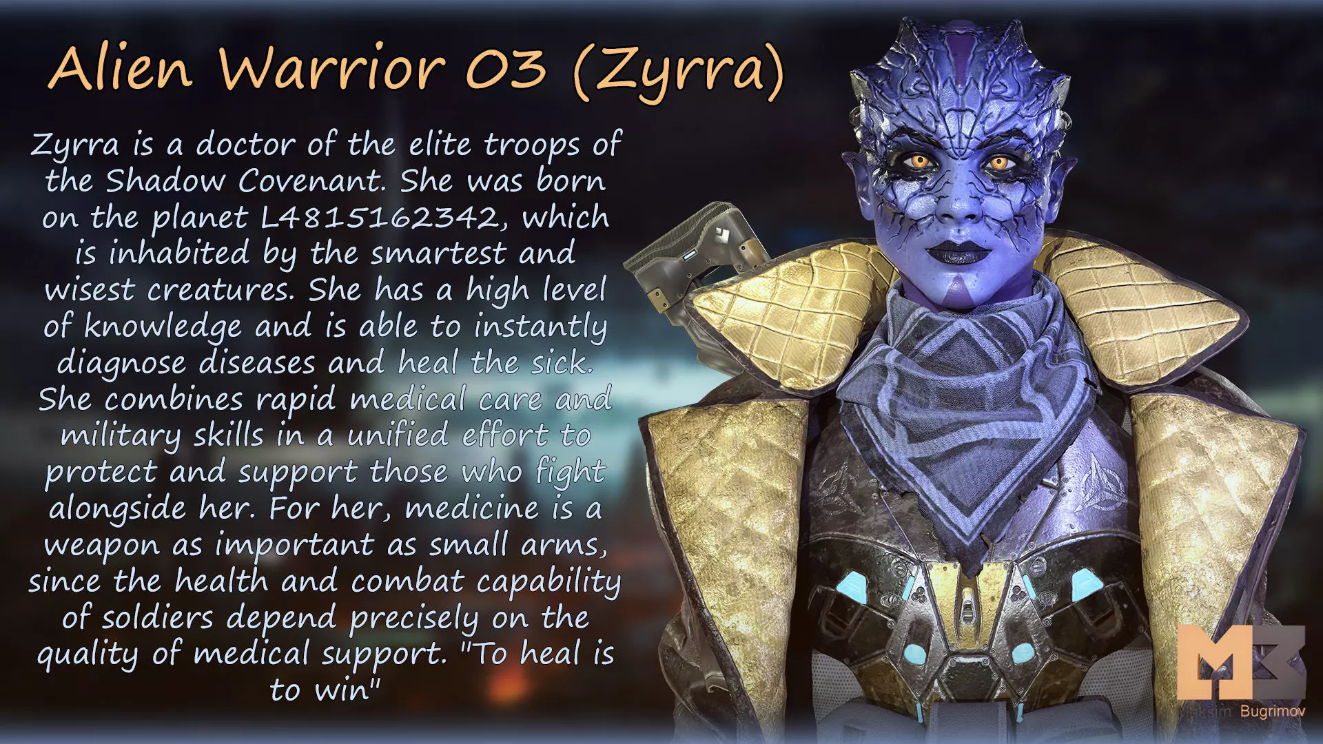 Alien Warrior 03 Low-poly 3D model_4