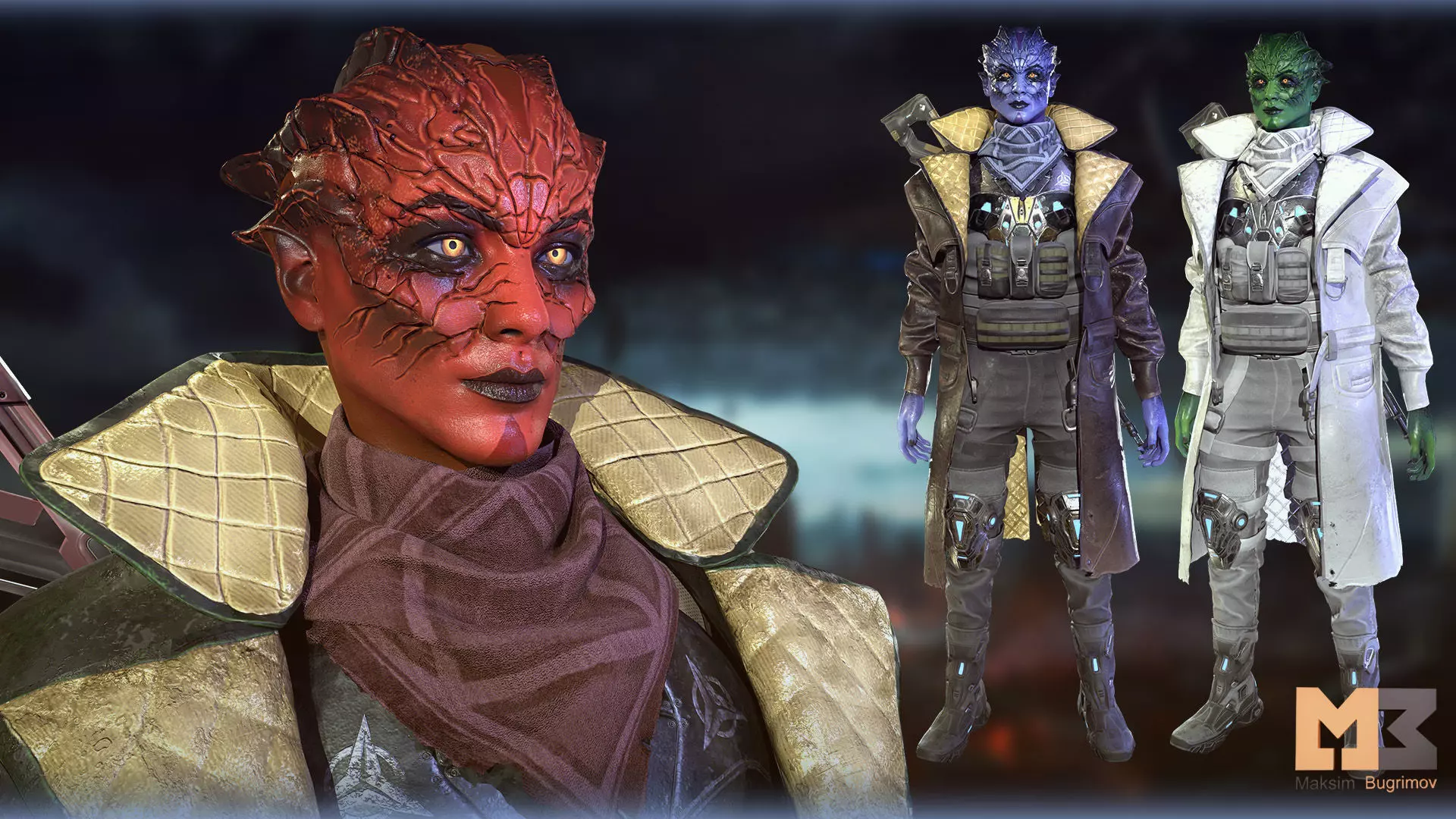 Alien Warrior 03 Low-poly 3D model_16