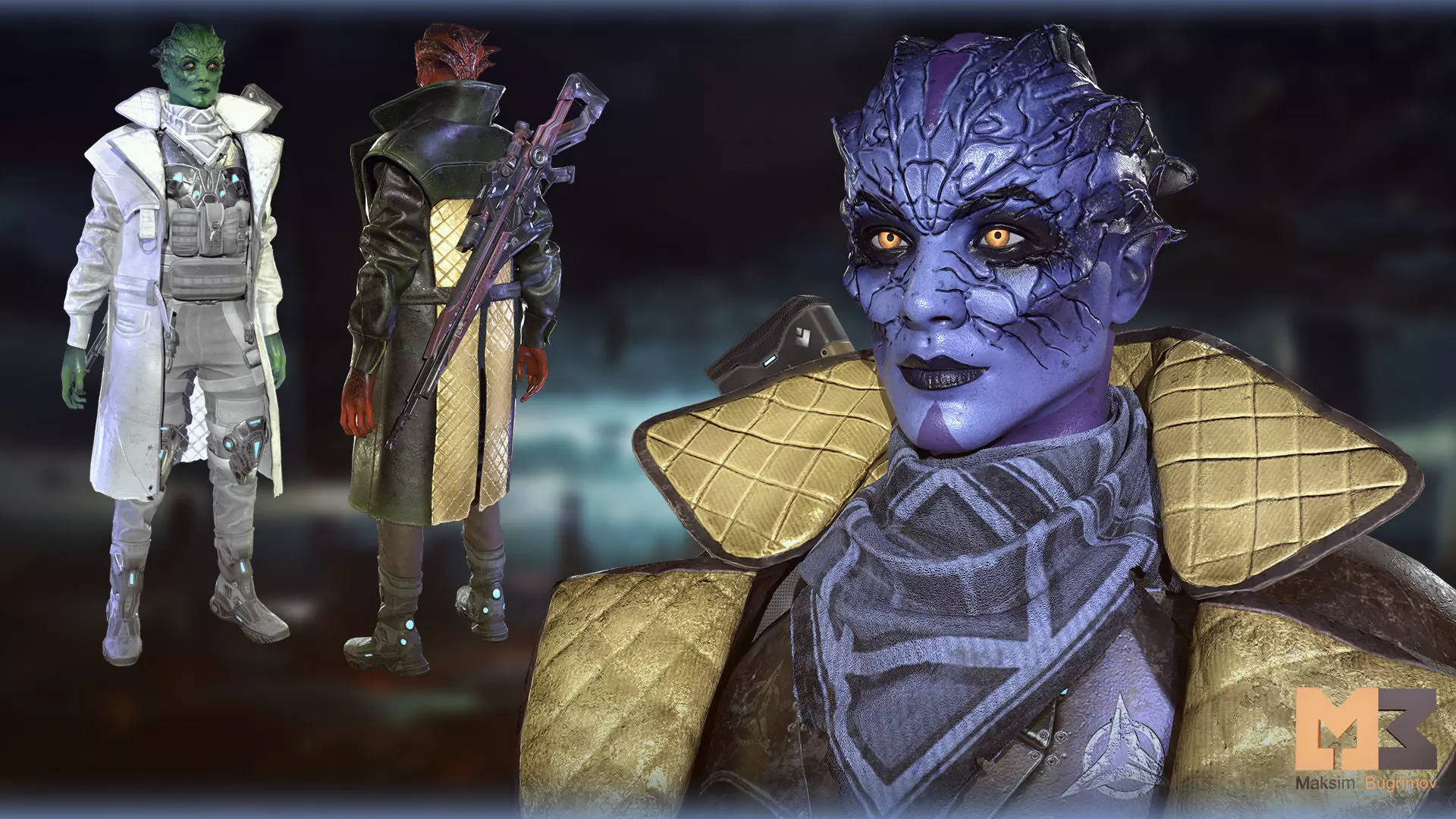 Alien Warrior 03 Low-poly 3D model_14