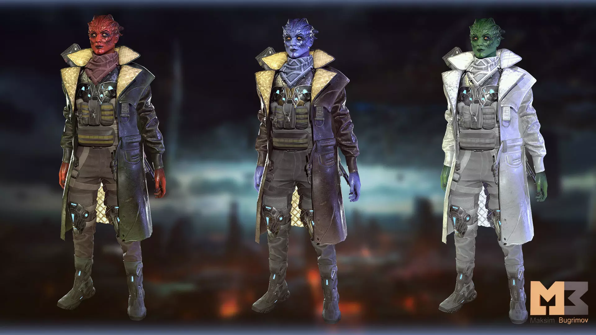 Alien Warrior 03 Low-poly 3D model_8