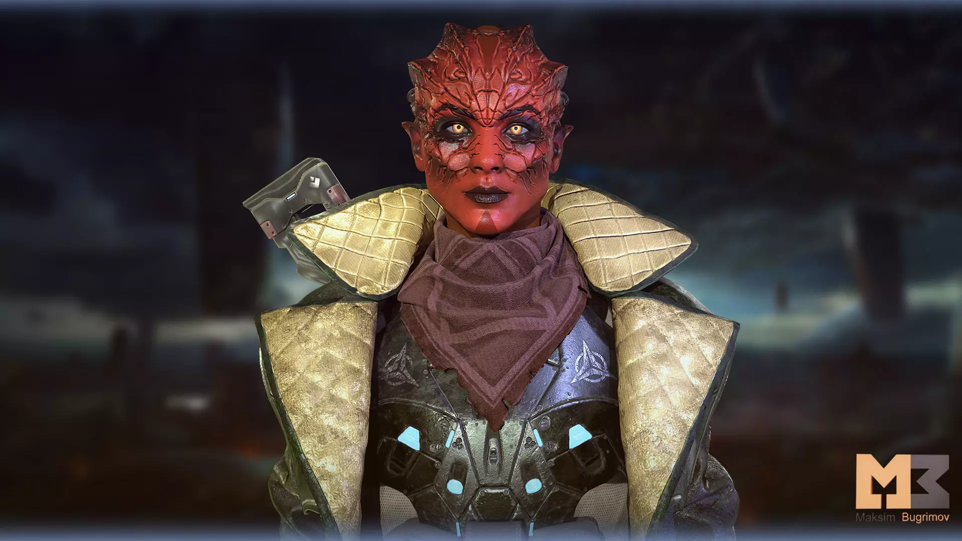 Alien Warrior 03 Low-poly 3D model_12