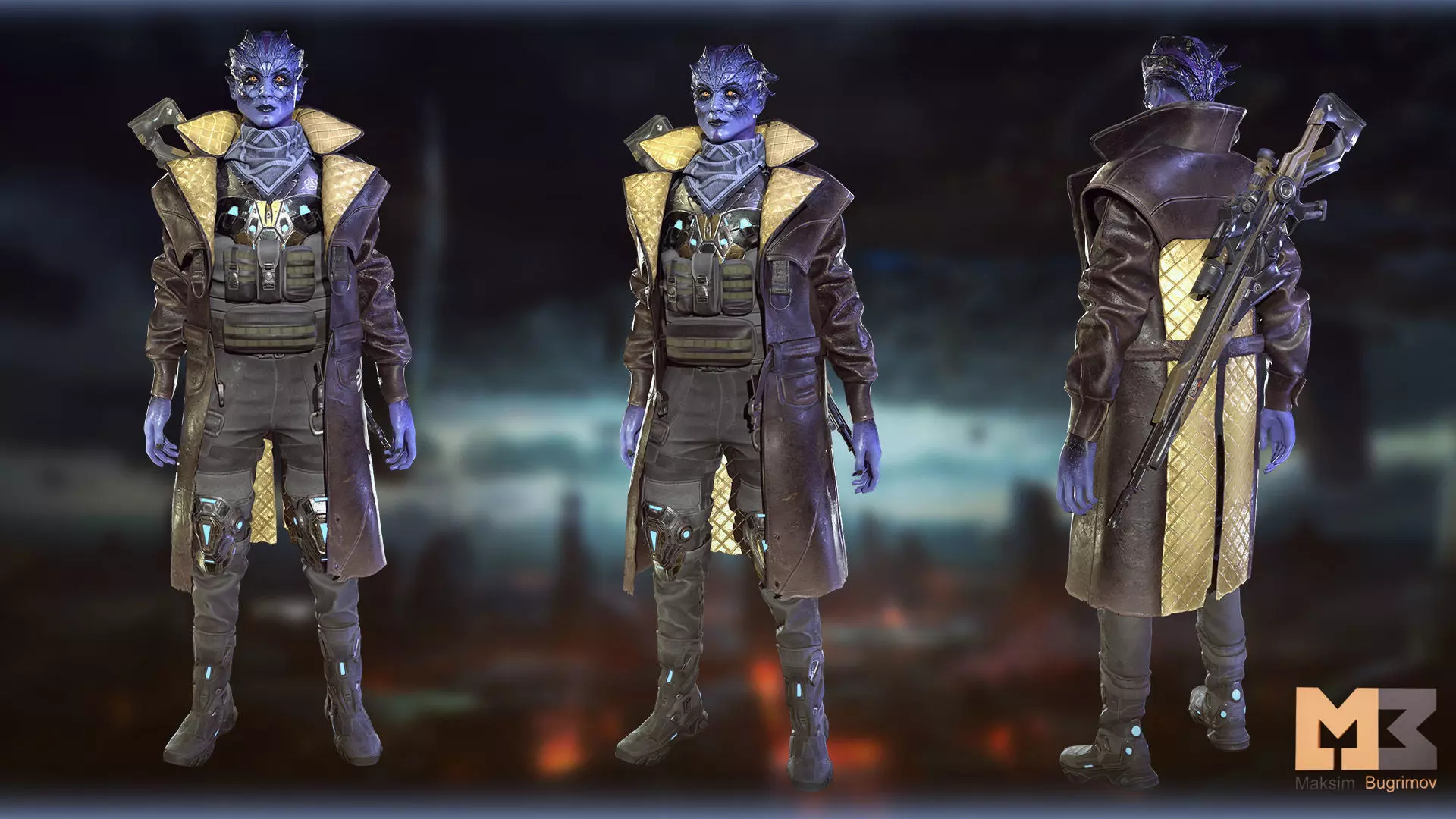 Alien Warrior 03 Low-poly 3D model_5