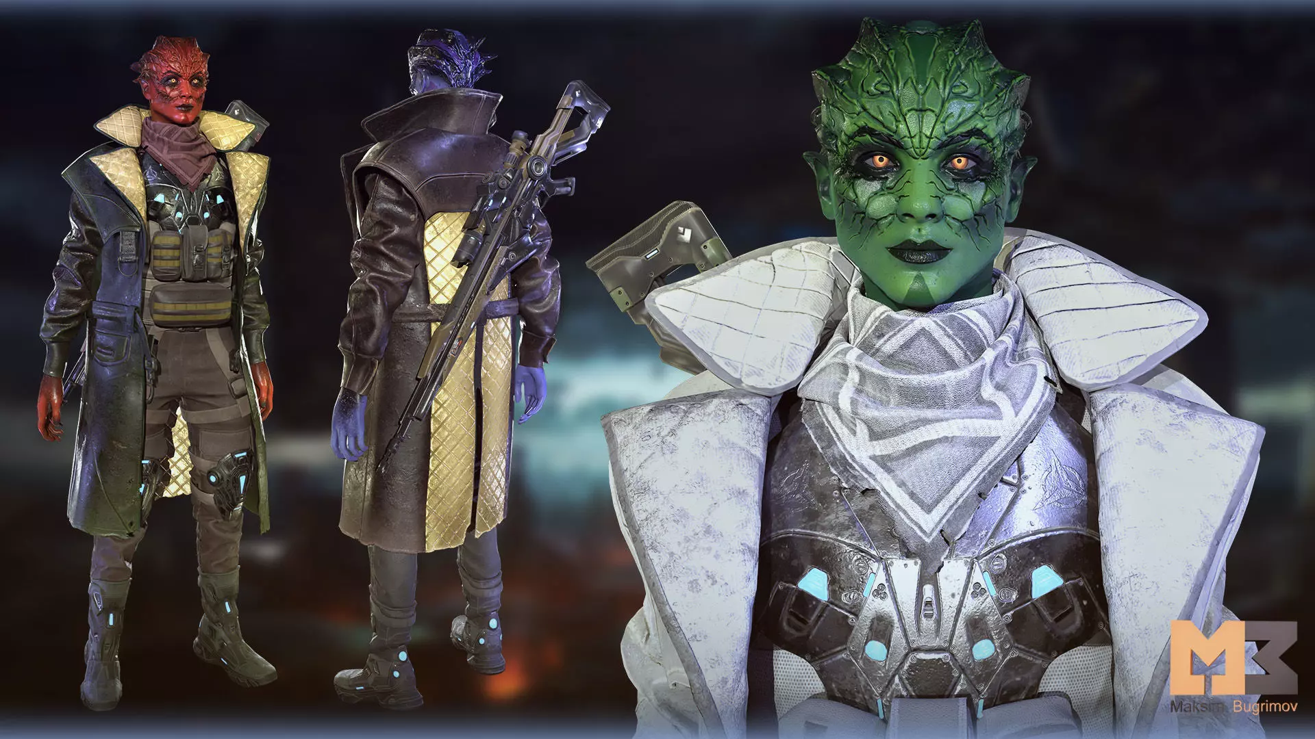 Alien Warrior 03 Low-poly 3D model_15