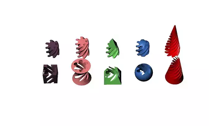 Cone Hyperboloid Squire Pyramid Cube Spiral Fidget toy