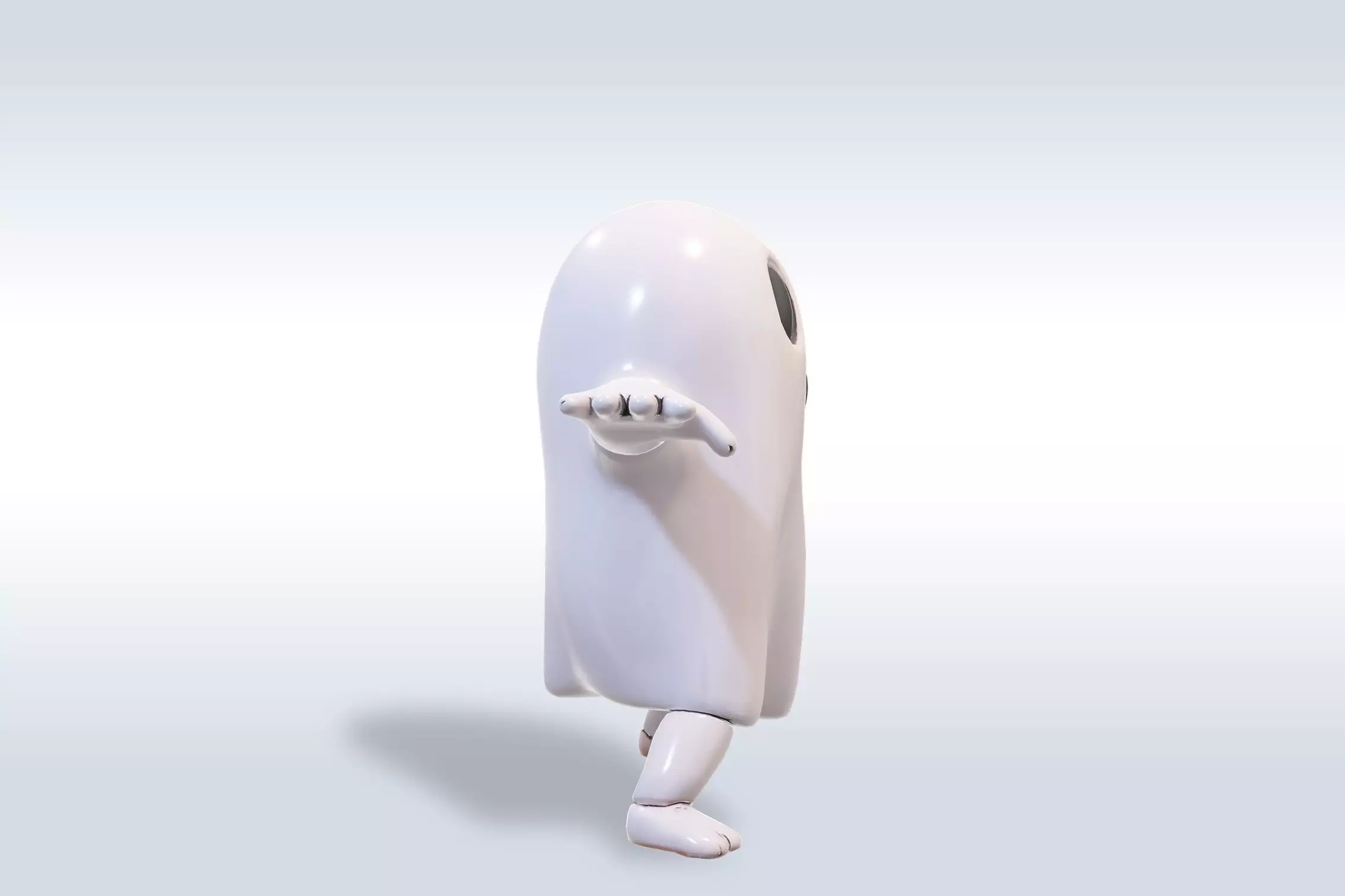 Cheerful Ghost Character Halloween Low-poly 3D model_2