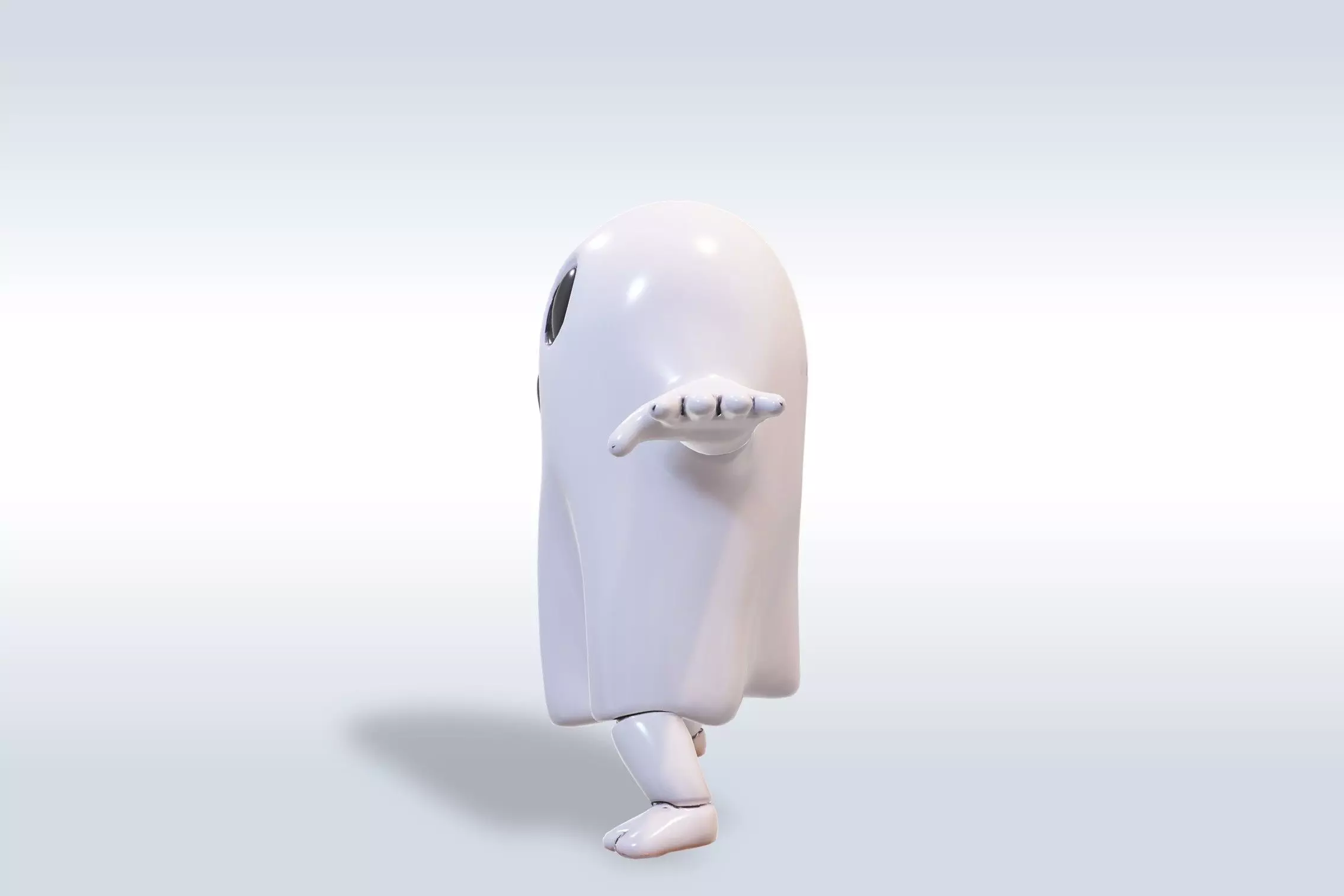 Cheerful Ghost Character Halloween Low-poly 3D model_4