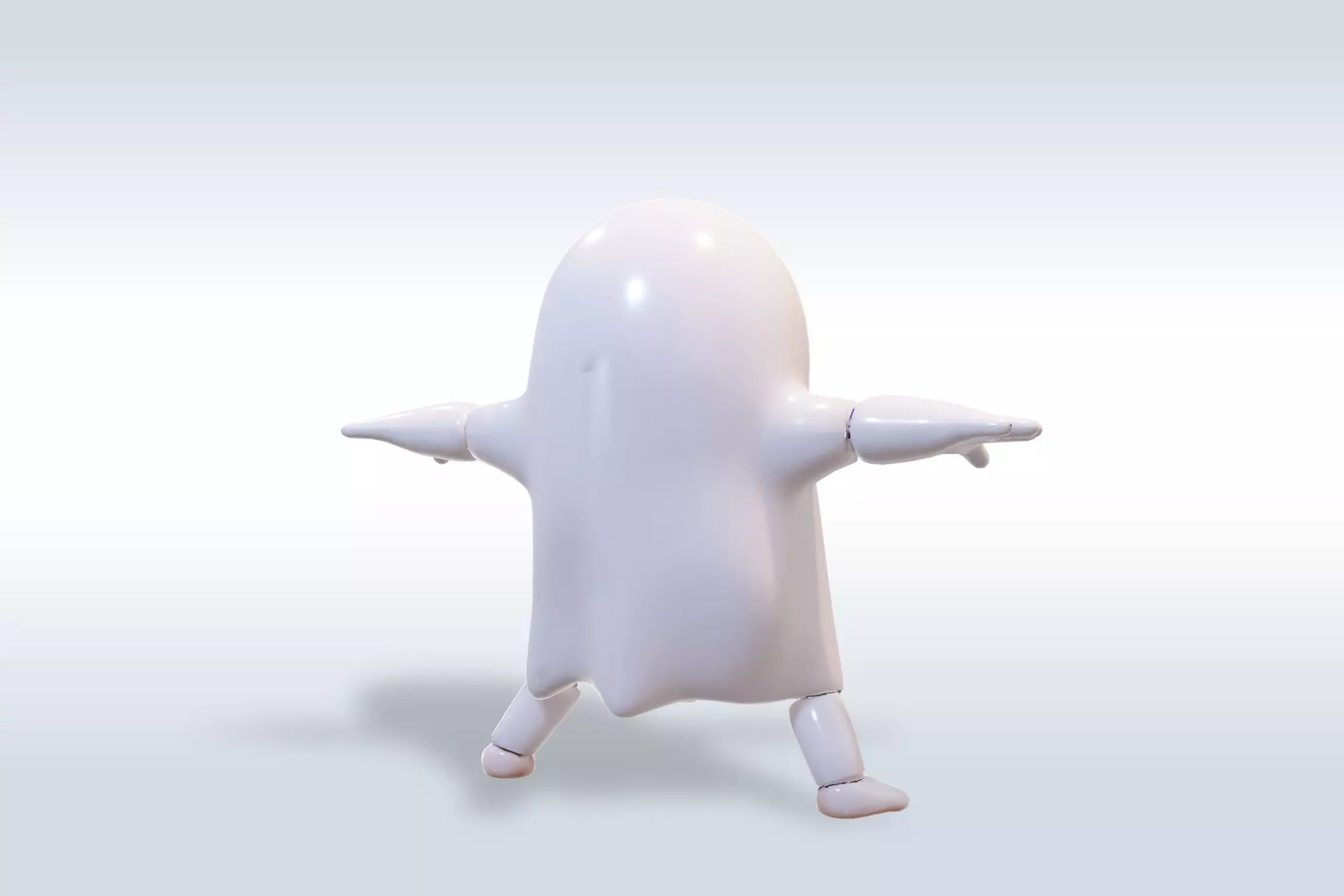Cheerful Ghost Character Halloween Low-poly 3D model_8