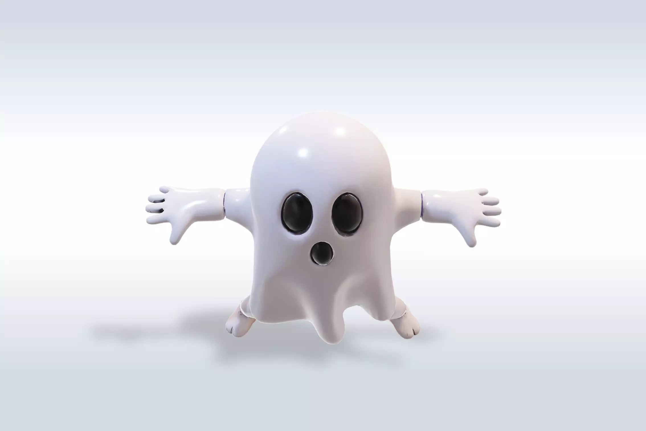 Cheerful Ghost Character Halloween Low-poly 3D model_6