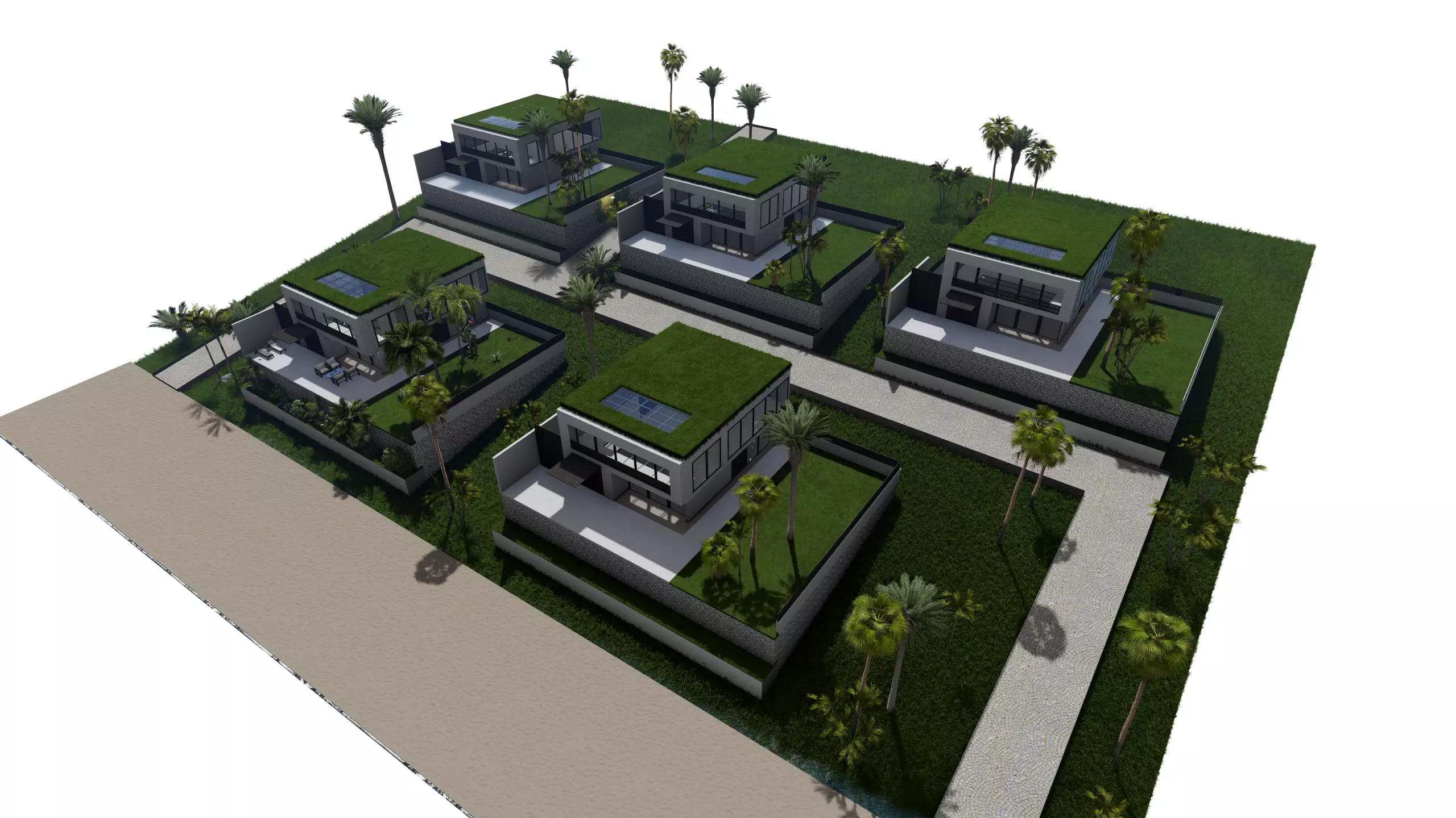 Modern Loft Villas Island Scene Lumion Ready 3D model_14