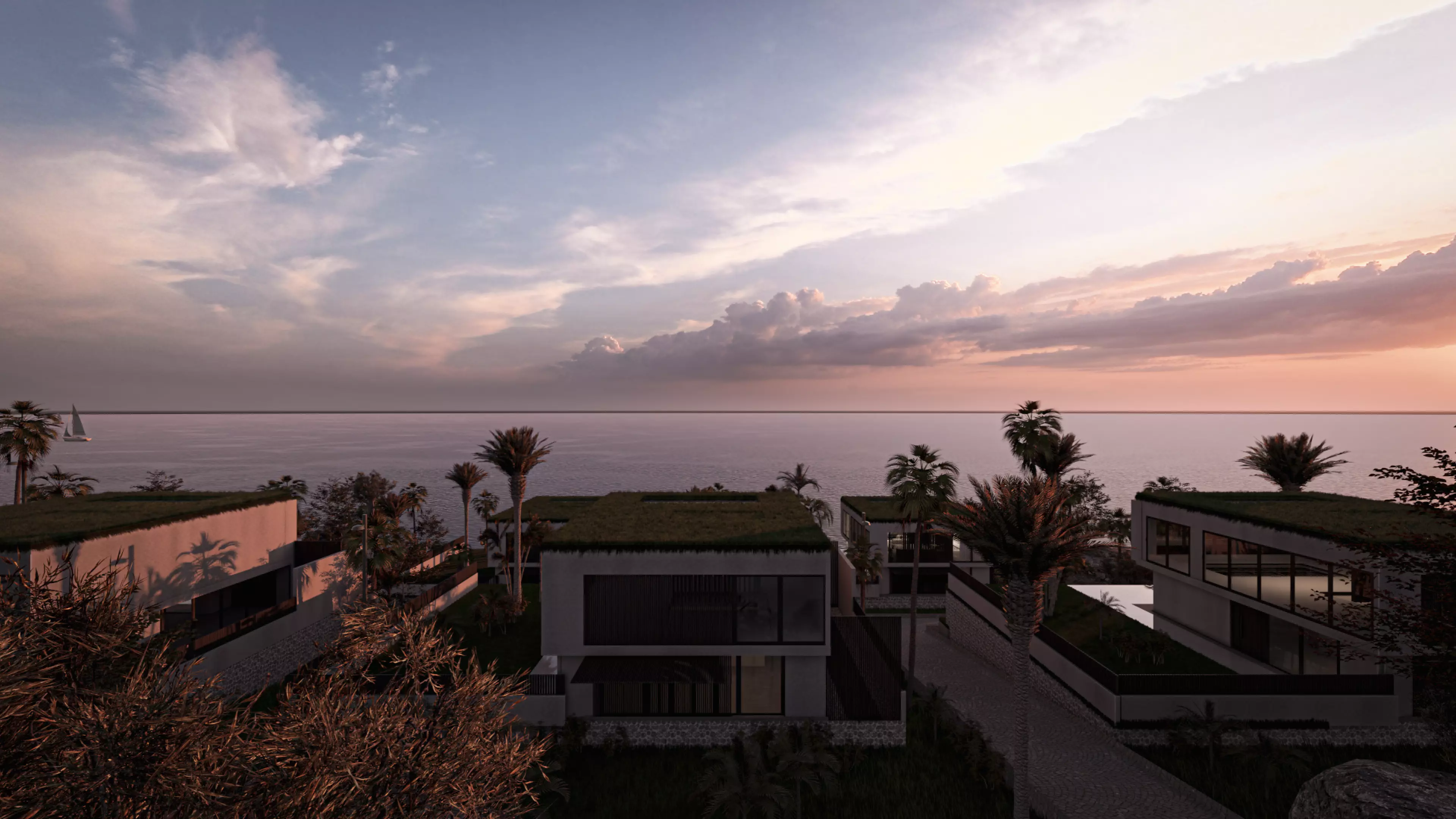 Modern Loft Villas Island Scene Lumion Ready 3D model_6