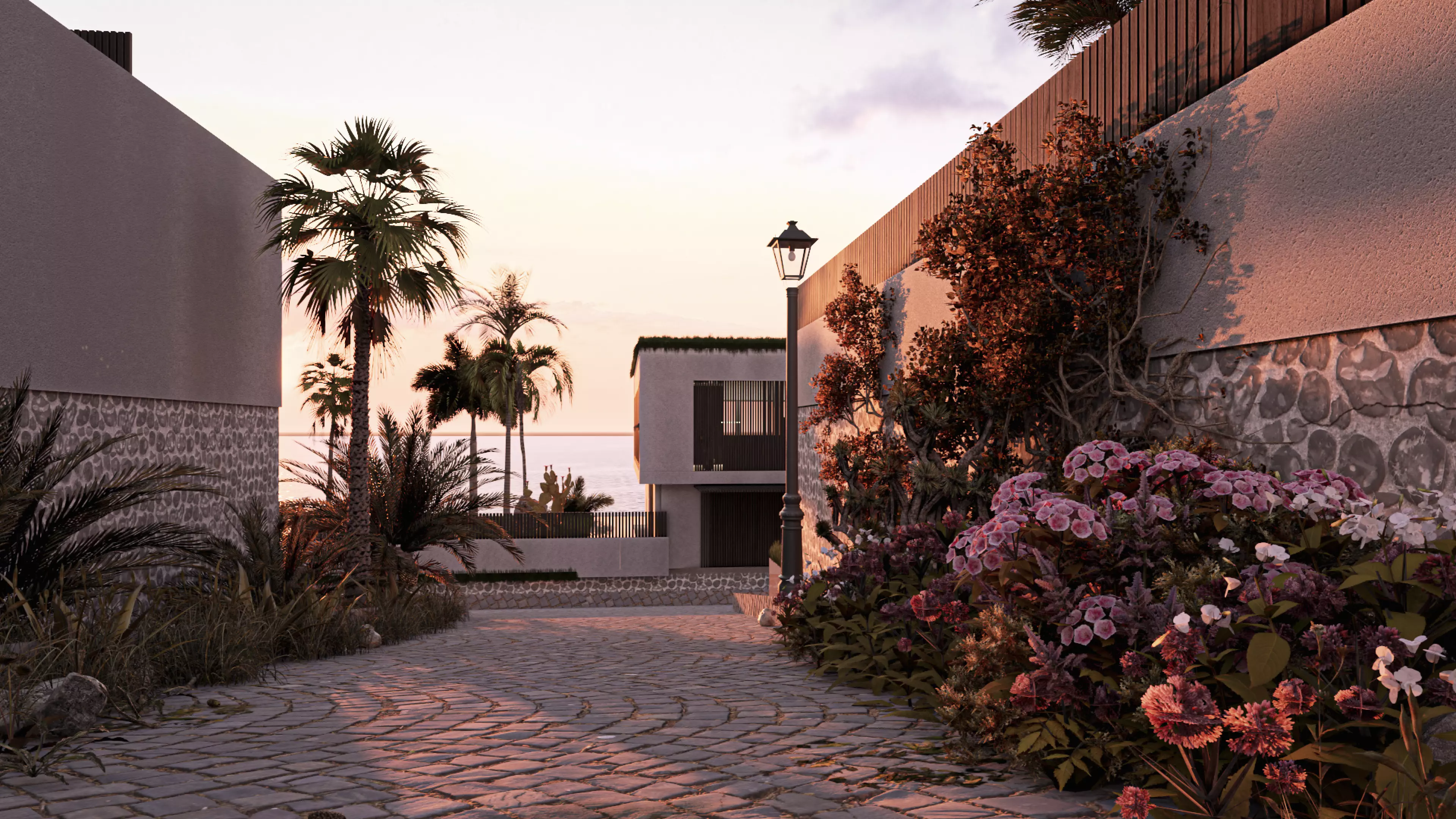 Modern Loft Villas Island Scene Lumion Ready 3D model_5