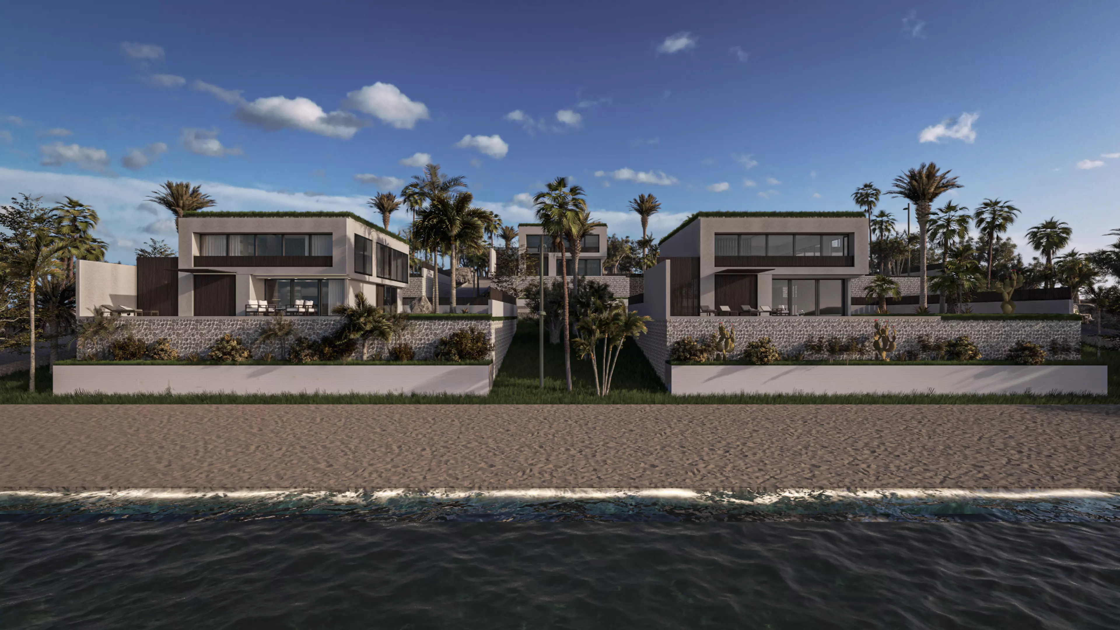 Modern Loft Villas Island Scene Lumion Ready 3D model_1