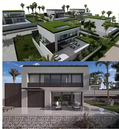  Modern Loft Villas Island Scene Lumion Ready 