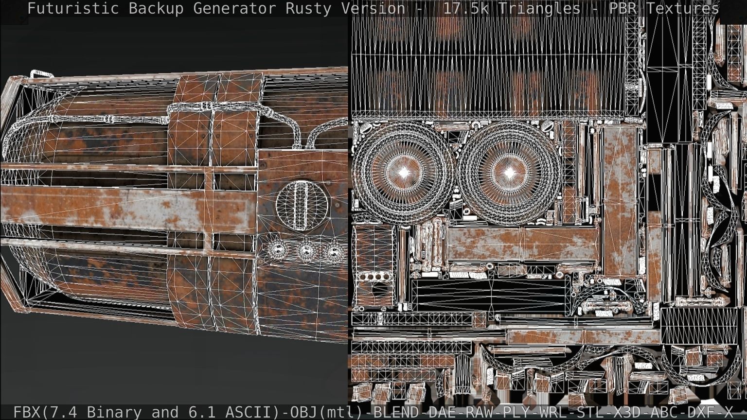 Futuristic Backup Generator Rusty Version - 8K PBR Low-poly 3D model_62