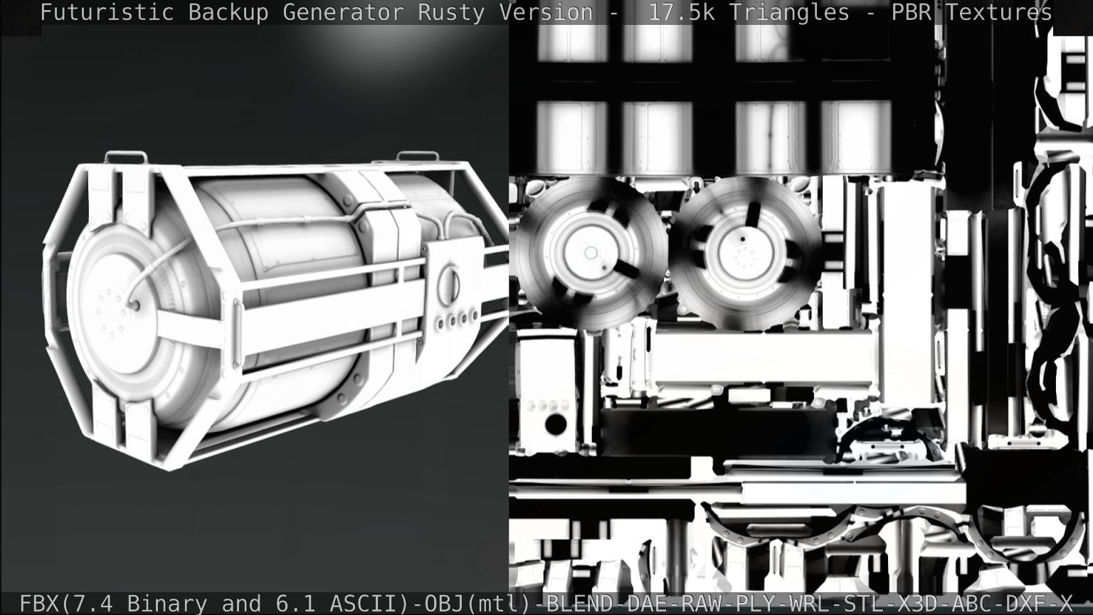Futuristic Backup Generator Rusty Version - 8K PBR Low-poly 3D model_87