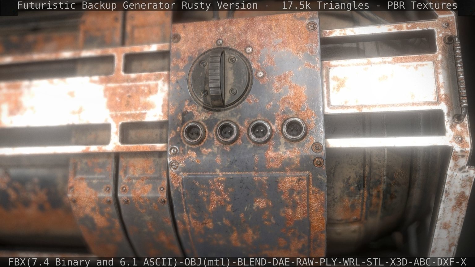 Futuristic Backup Generator Rusty Version - 8K PBR Low-poly 3D model_48