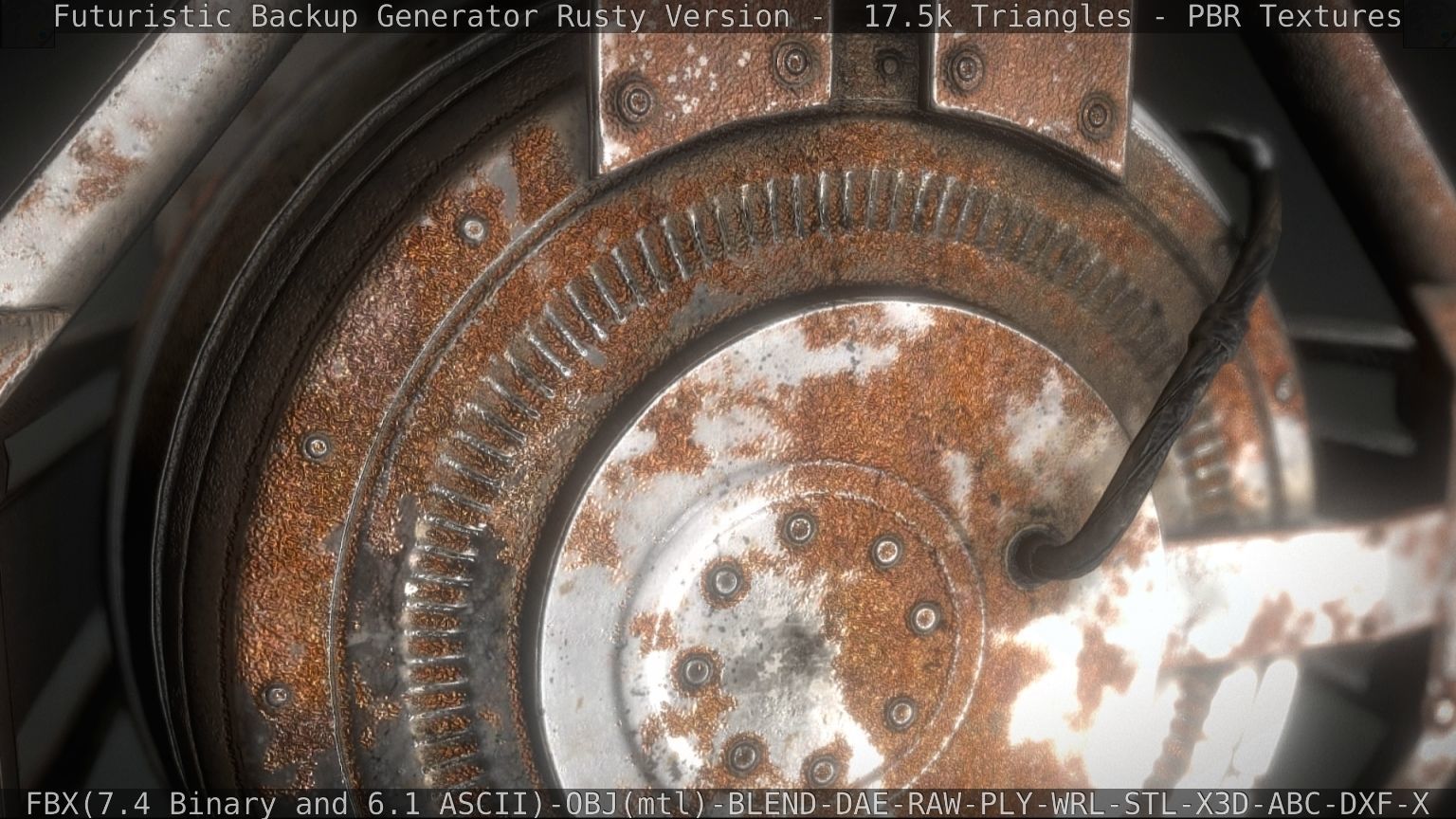 Futuristic Backup Generator Rusty Version - 8K PBR Low-poly 3D model_32