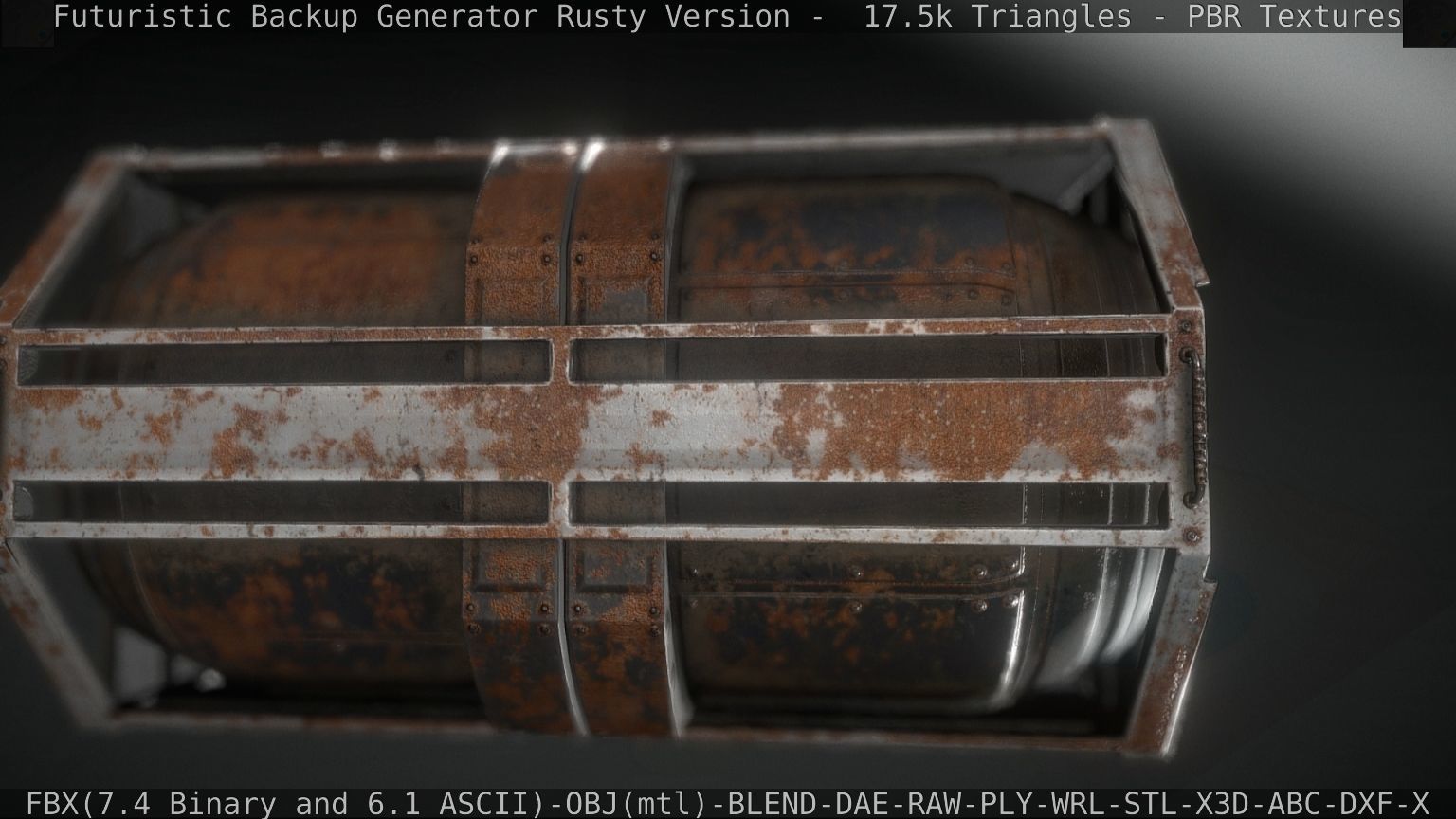 Futuristic Backup Generator Rusty Version - 8K PBR Low-poly 3D model_36
