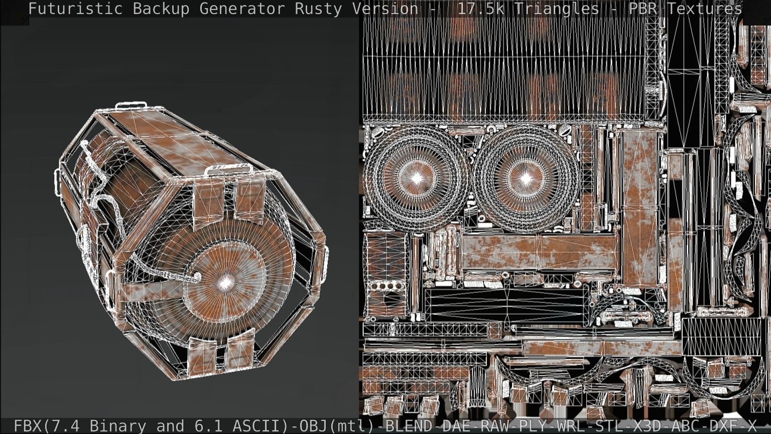 Futuristic Backup Generator Rusty Version - 8K PBR Low-poly 3D model_64