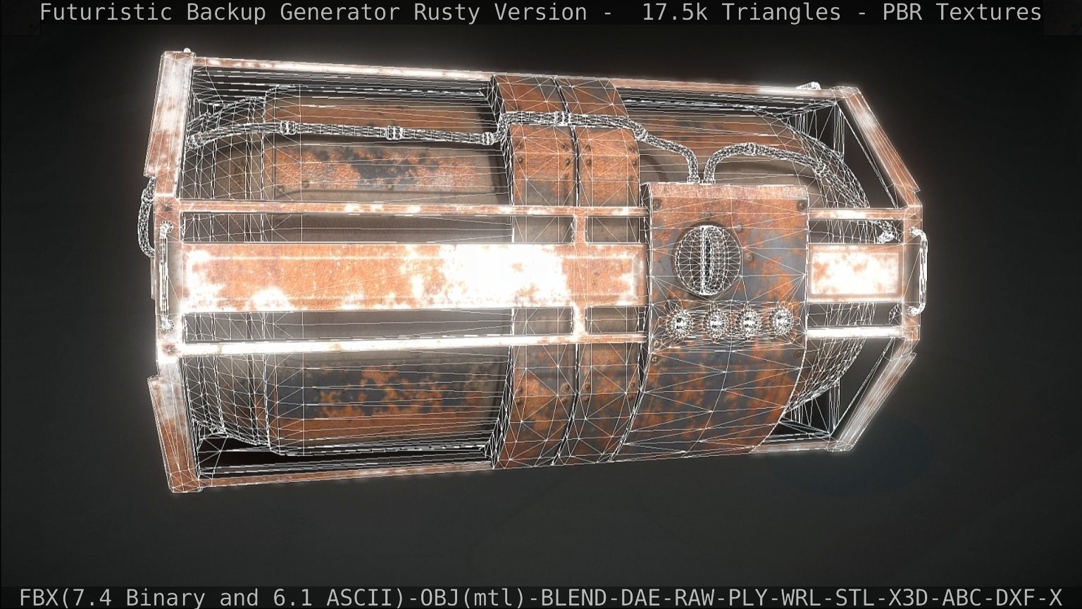 Futuristic Backup Generator Rusty Version - 8K PBR Low-poly 3D model_47