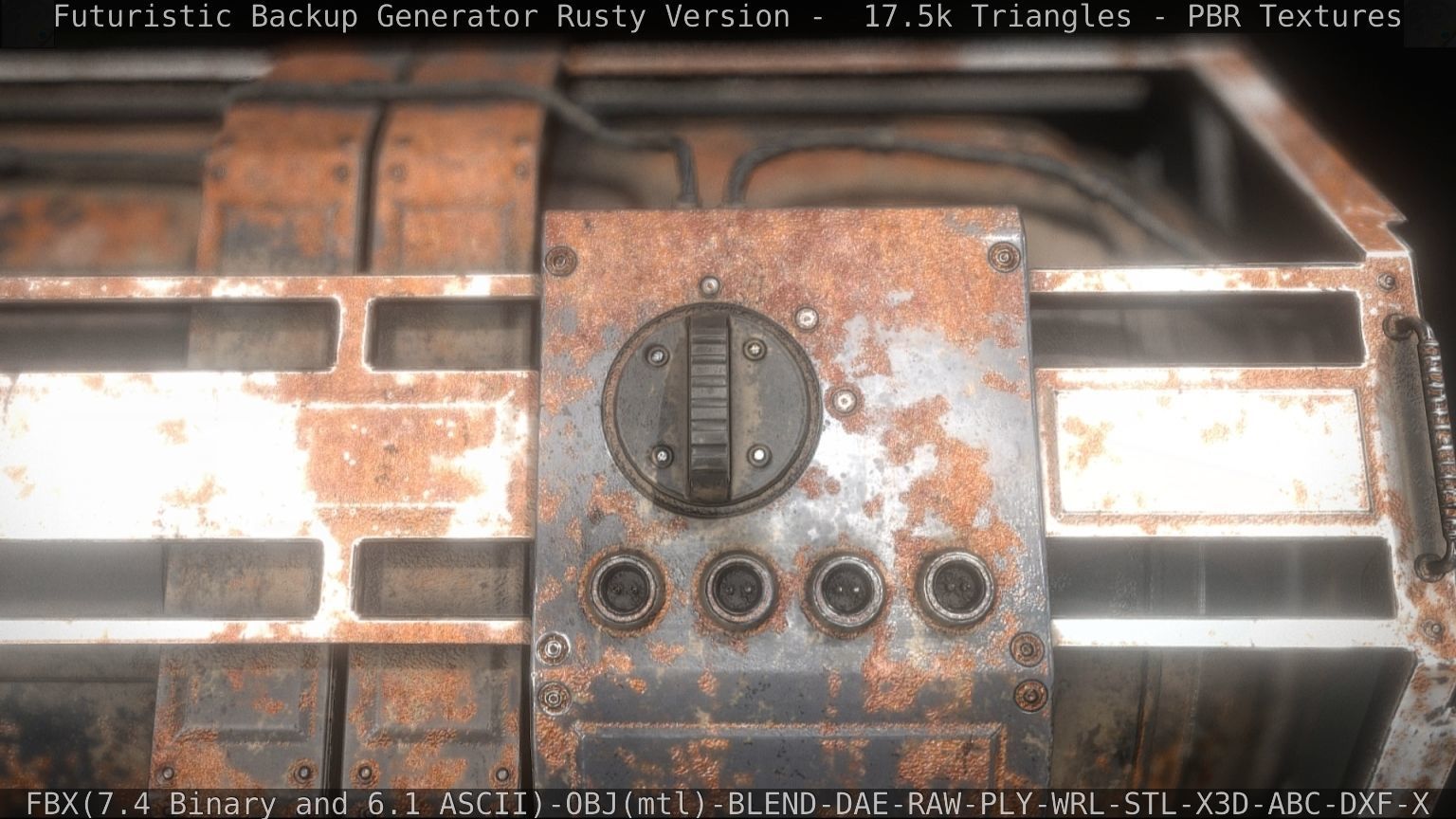 Futuristic Backup Generator Rusty Version - 8K PBR Low-poly 3D model_11