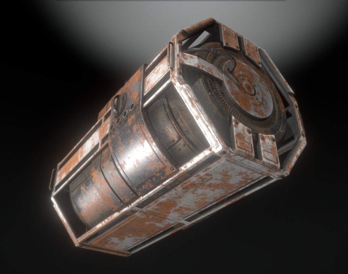 Futuristic Backup Generator Rusty Version - 8K PBR Low-poly 3D model_6