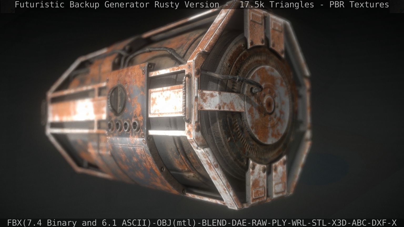 Futuristic Backup Generator Rusty Version - 8K PBR Low-poly 3D model_50