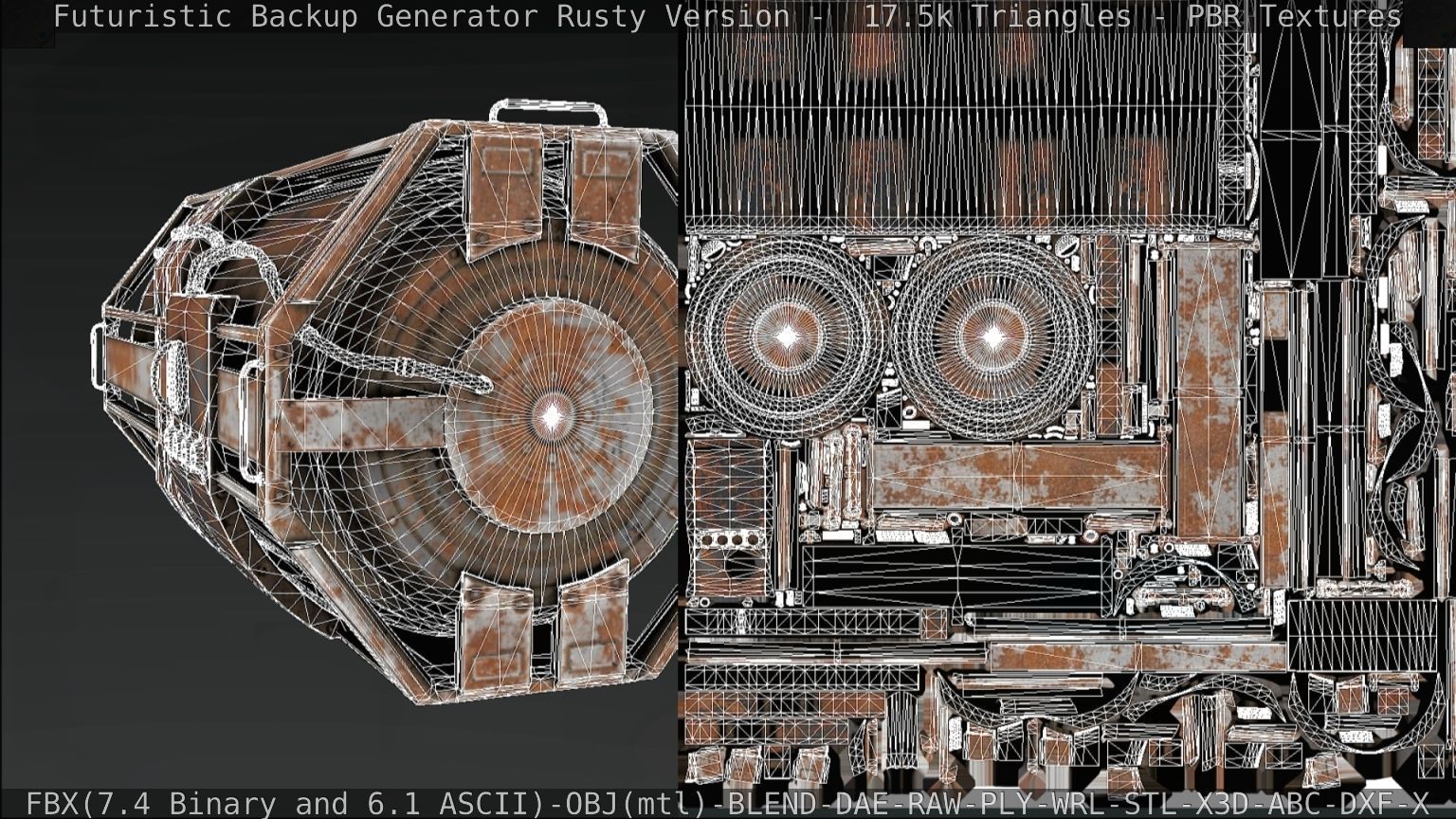 Futuristic Backup Generator Rusty Version - 8K PBR Low-poly 3D model_63
