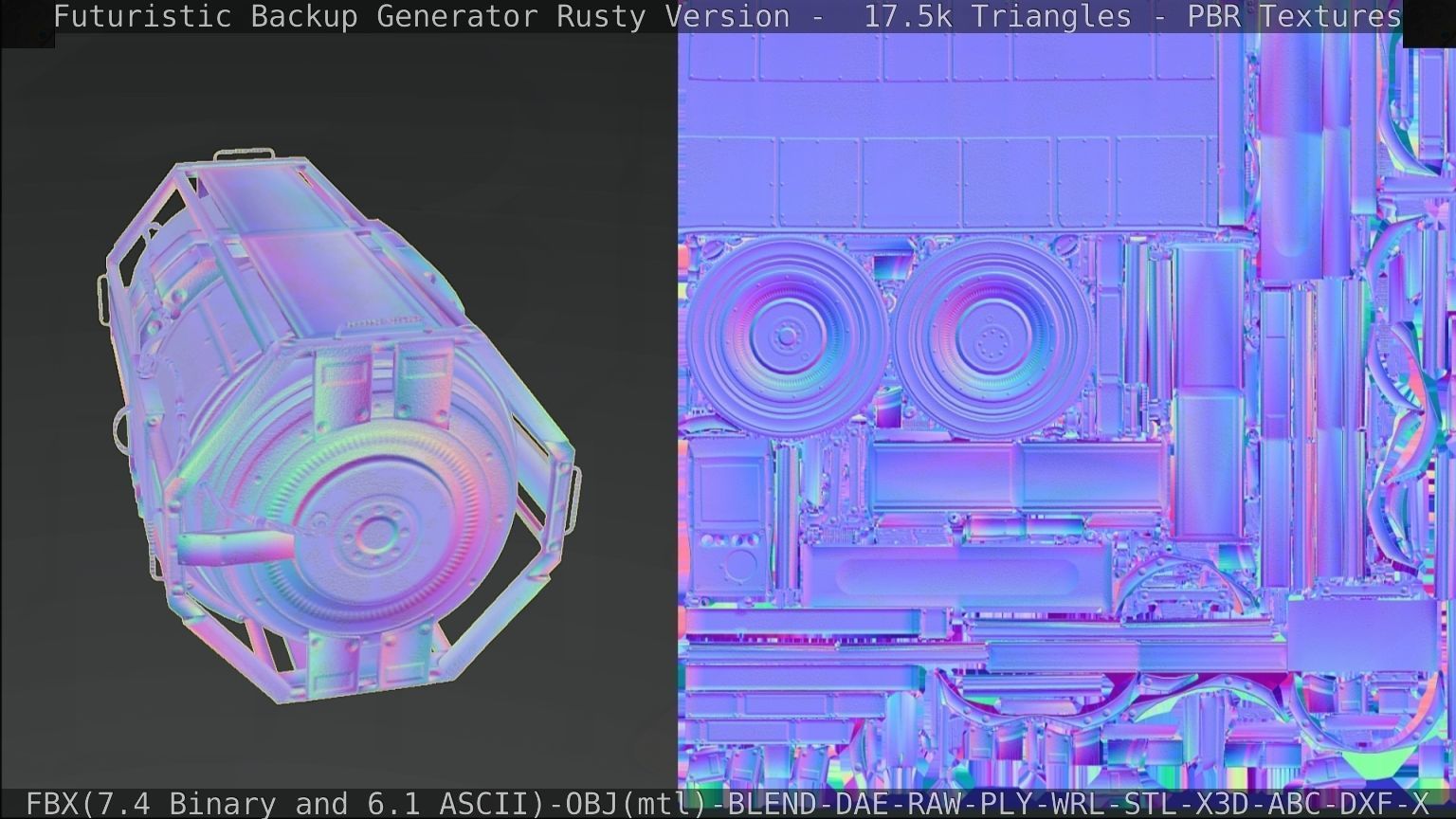 Futuristic Backup Generator Rusty Version - 8K PBR Low-poly 3D model_89