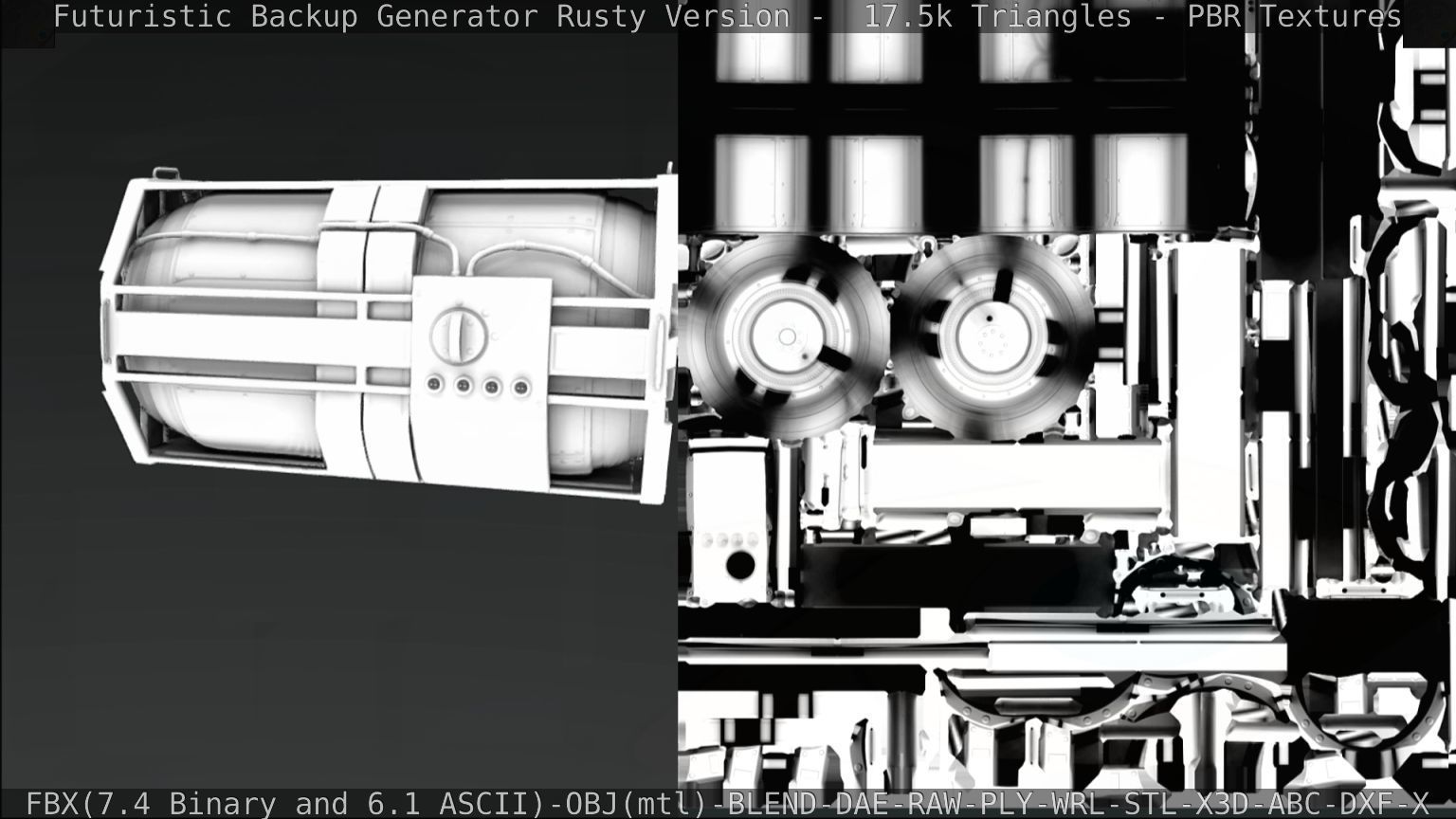 Futuristic Backup Generator Rusty Version - 8K PBR Low-poly 3D model_80